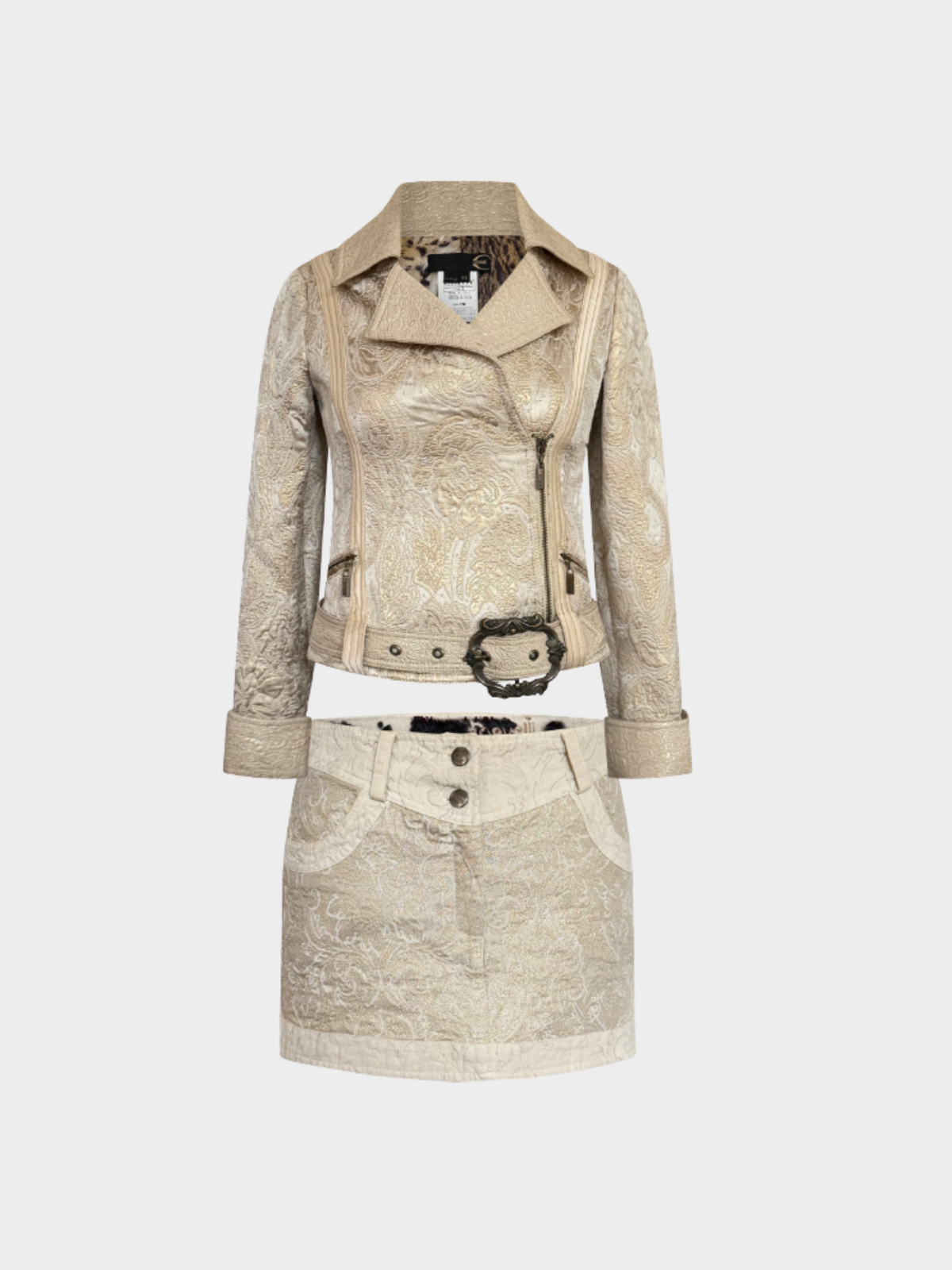 Roberto Cavalli 2000s Gold Jacquard Set