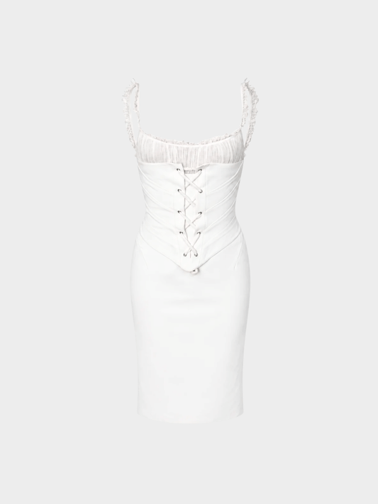 Thierry Mugler SS 1991 White Corsetted Dress