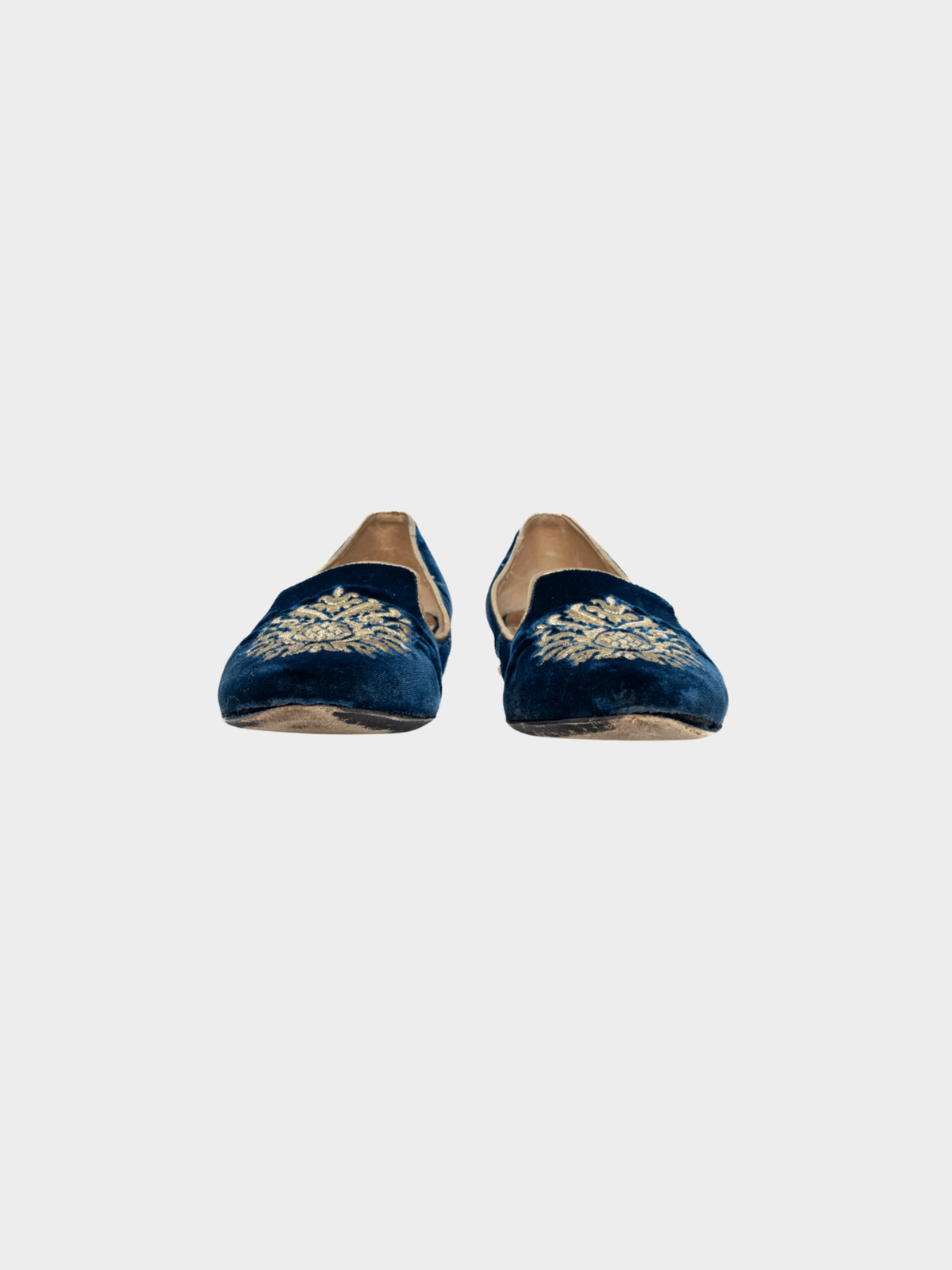 Miu Miu Pre-Fall 2012 Navy Embroidered Crystal-Heel Loafers