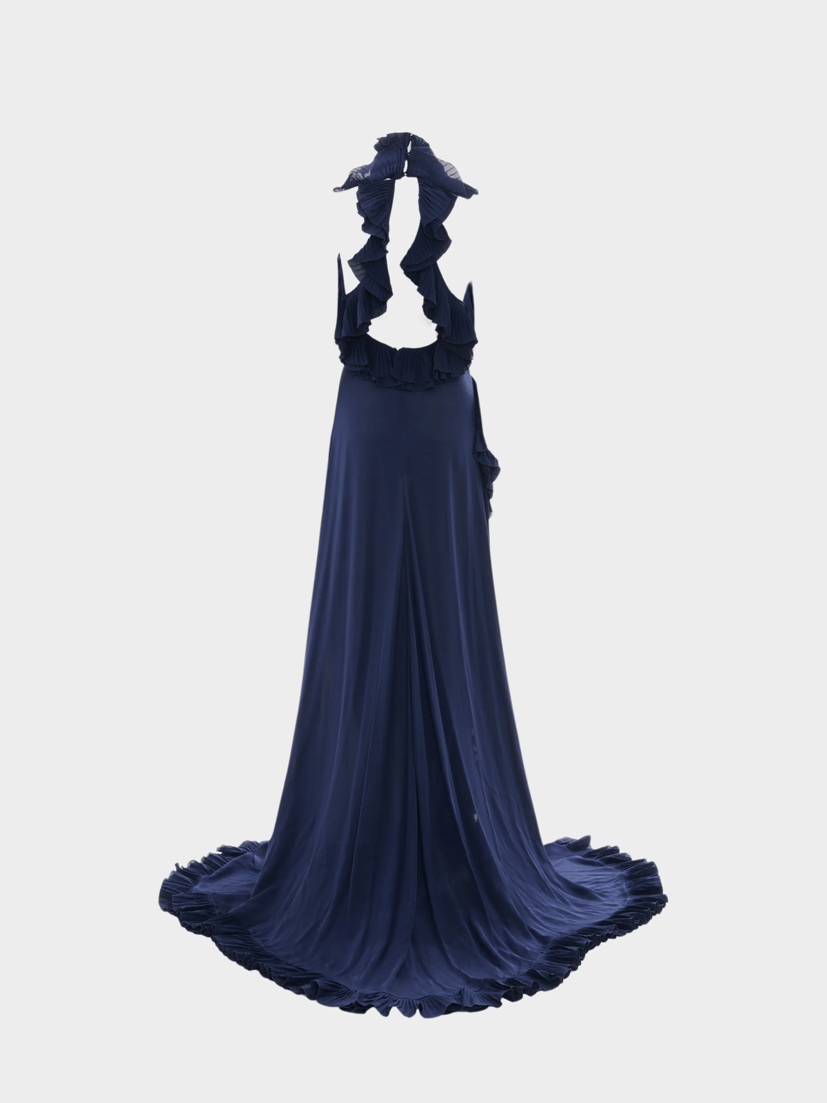 Gucci by Frida Giannini FW 2012 Blue Silk Ruffle Evening Dress