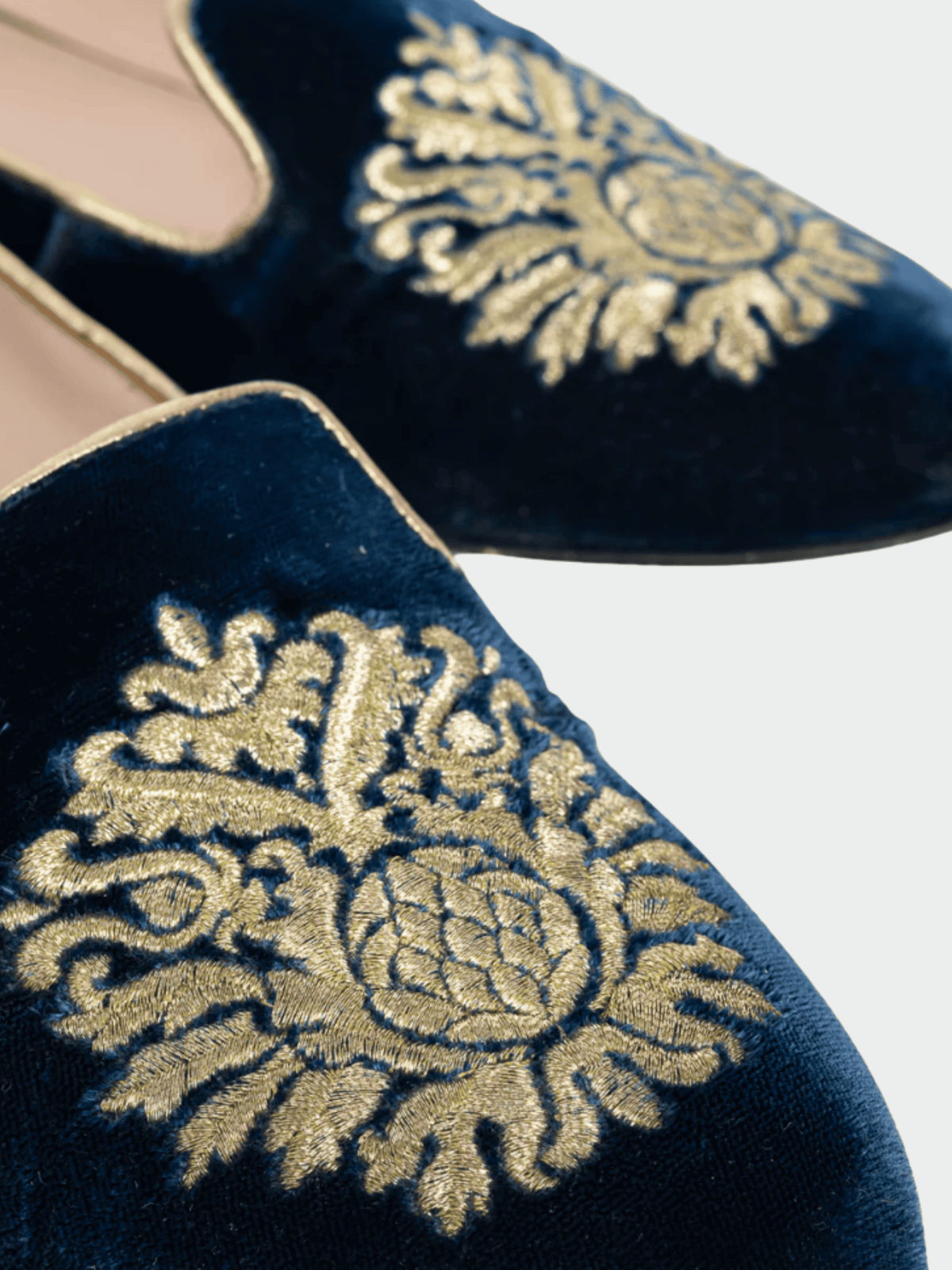 Miu Miu Pre-Fall 2012 Navy Embroidered Crystal-Heel Loafers