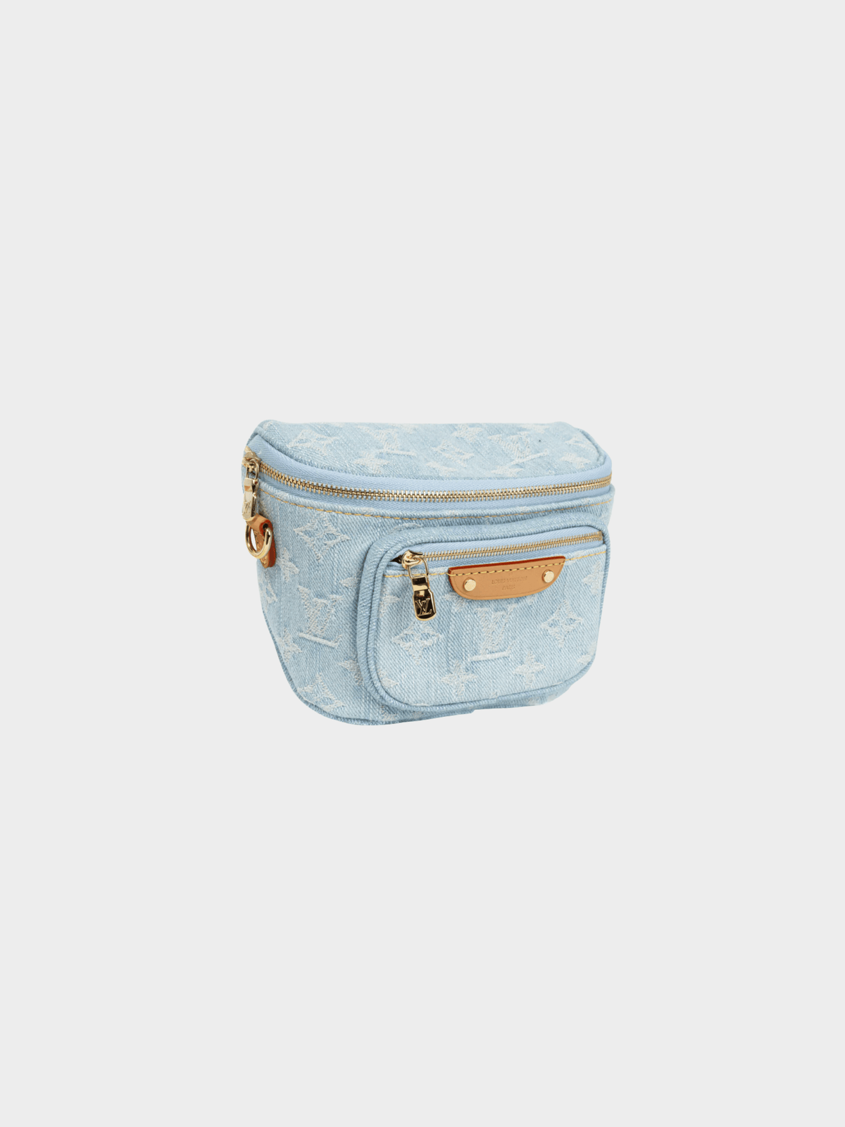 Louis Vuitton 2010s Sky Blue Monogram Denim Mini Bumbag