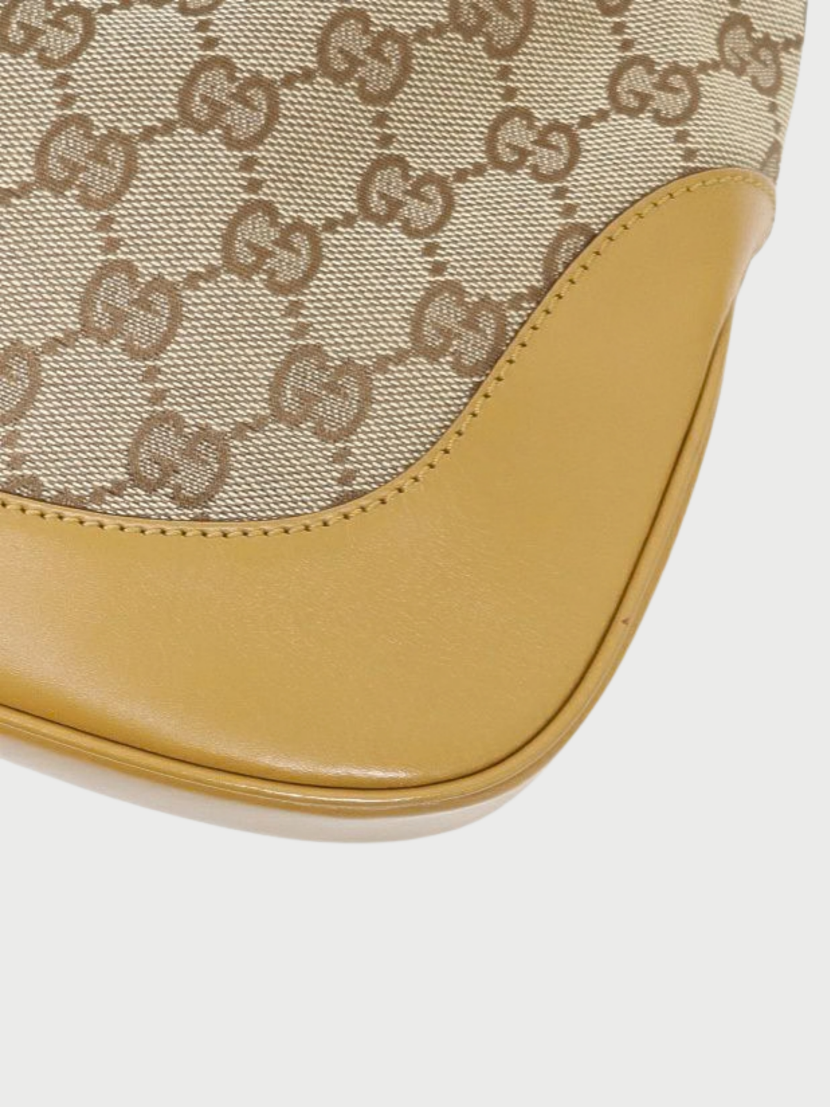 Gucci 2000s Beige GG Canvas Jackie Leather Trim One-Shoulder Bag