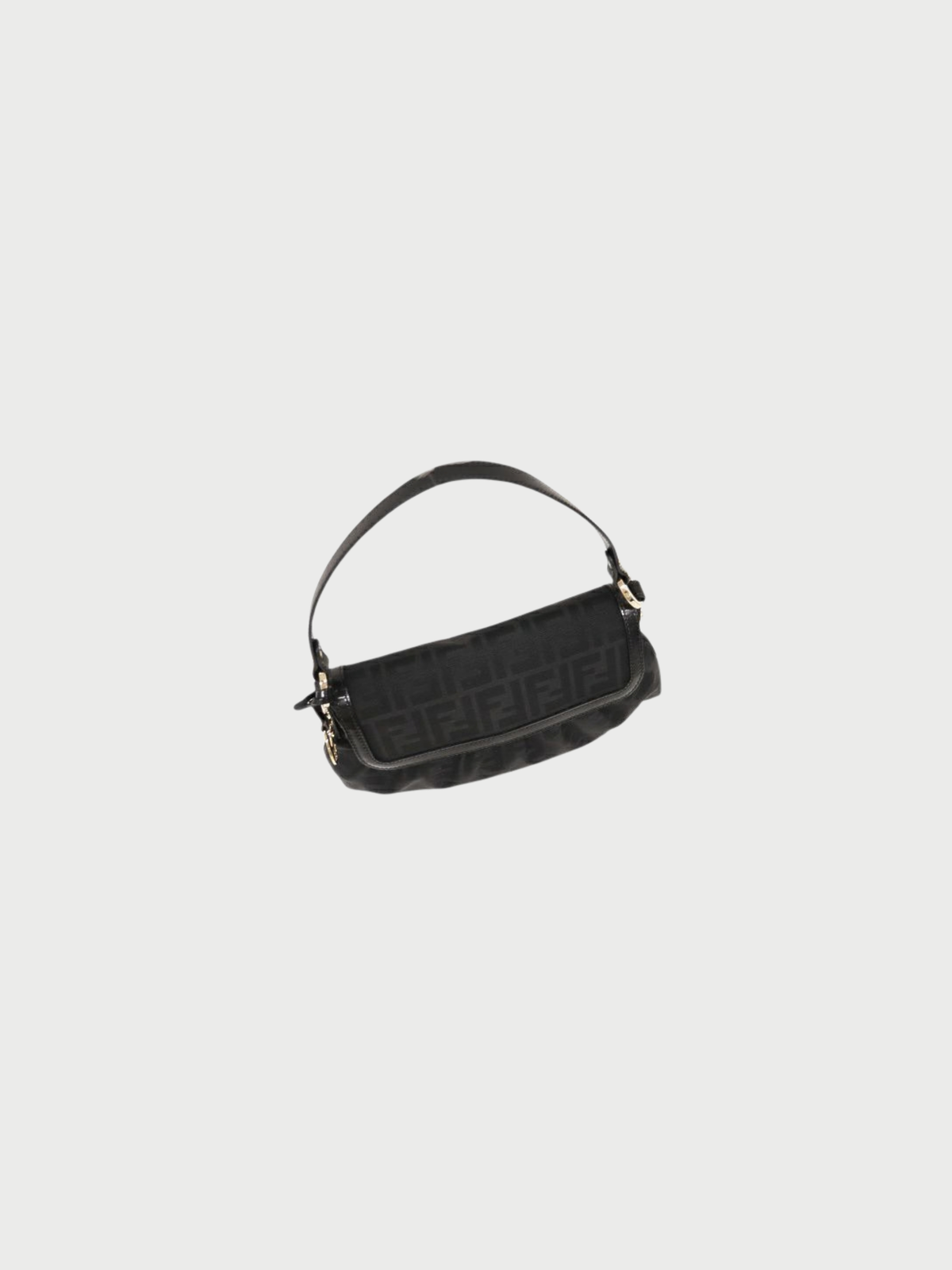 Fendi 2000s Black Zucca Canvas One-Shoulder Bag