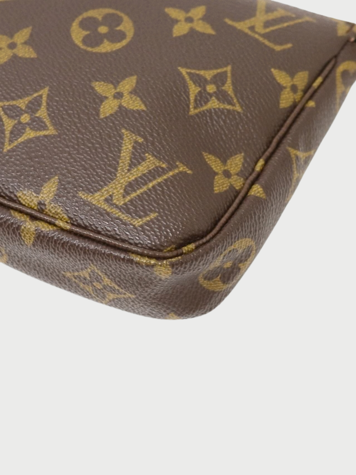 Louis Vuitton 2000 Brown Monogram Leather PVC Pochette Accessoires