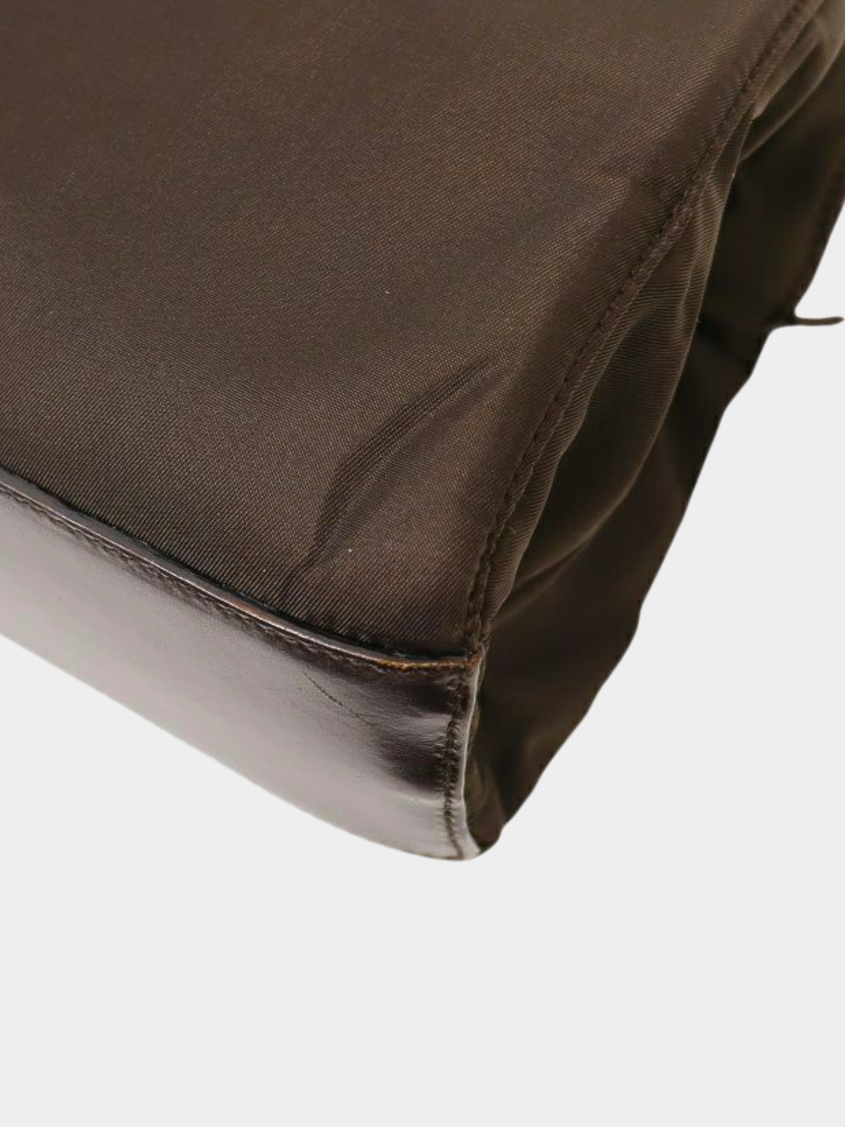Prada 2000s Brown Nylon × Leather Triangle Logo Handbag