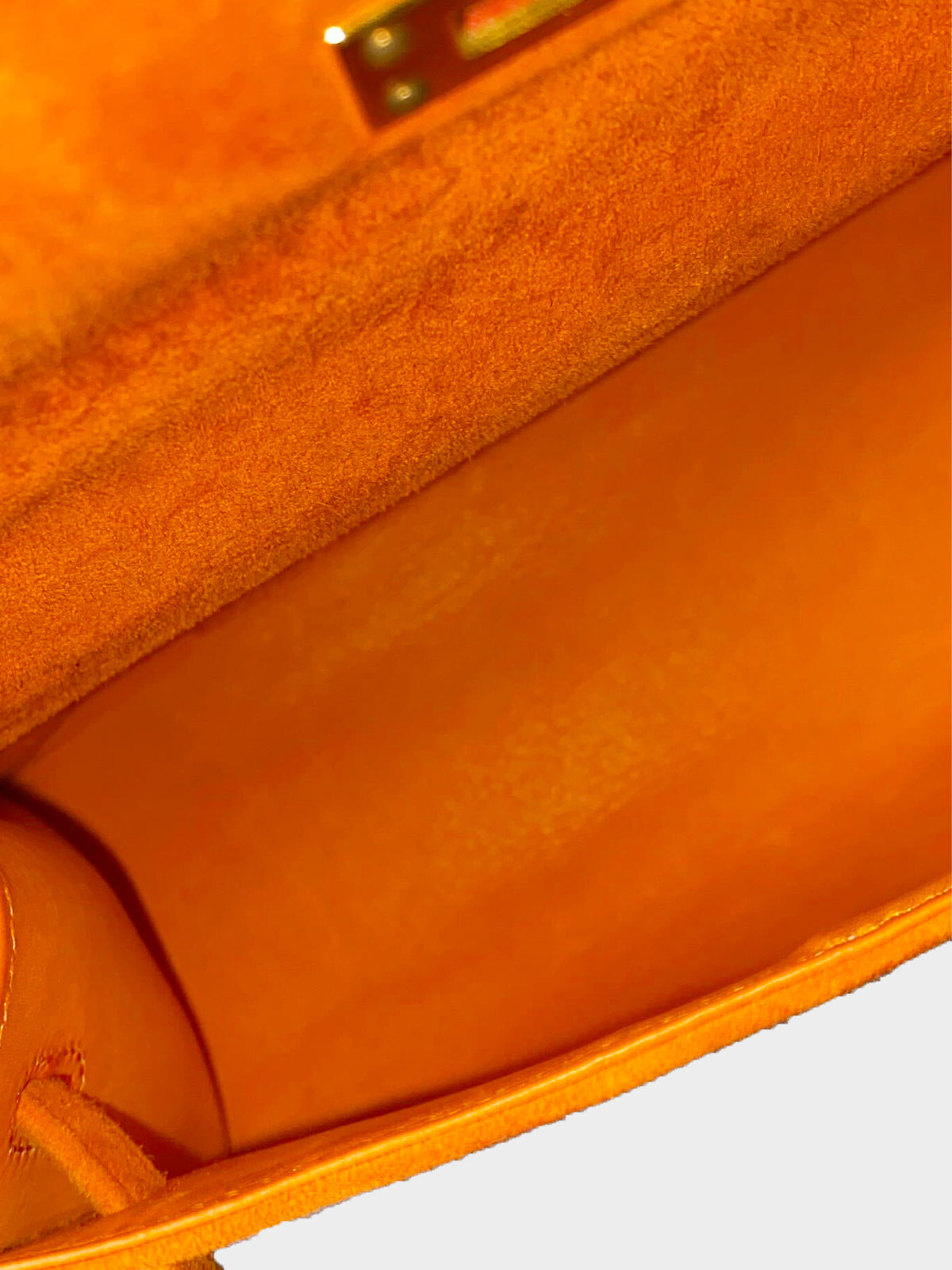 Hermès 2005 Orange Suede Mini Kelly Pochette