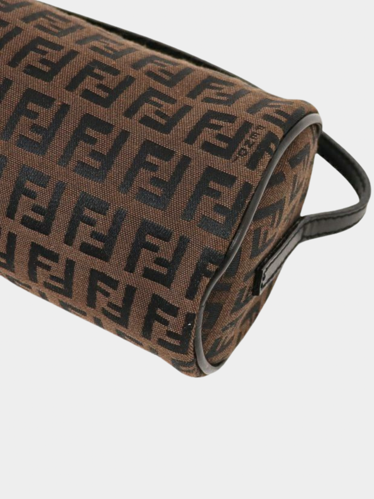 Fendi 2000s Brown Zucchino Canvas Leather Trim One-Shoulder Bag