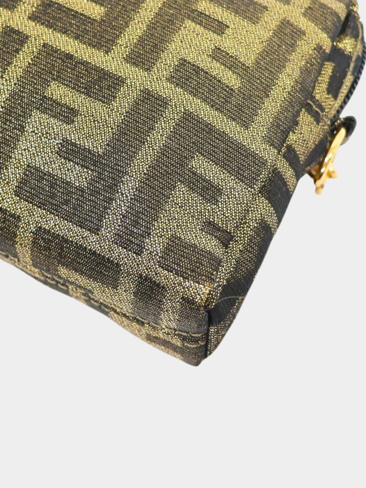 Fendi 2000s Gold Black Zucca Chain Shoulder Bag