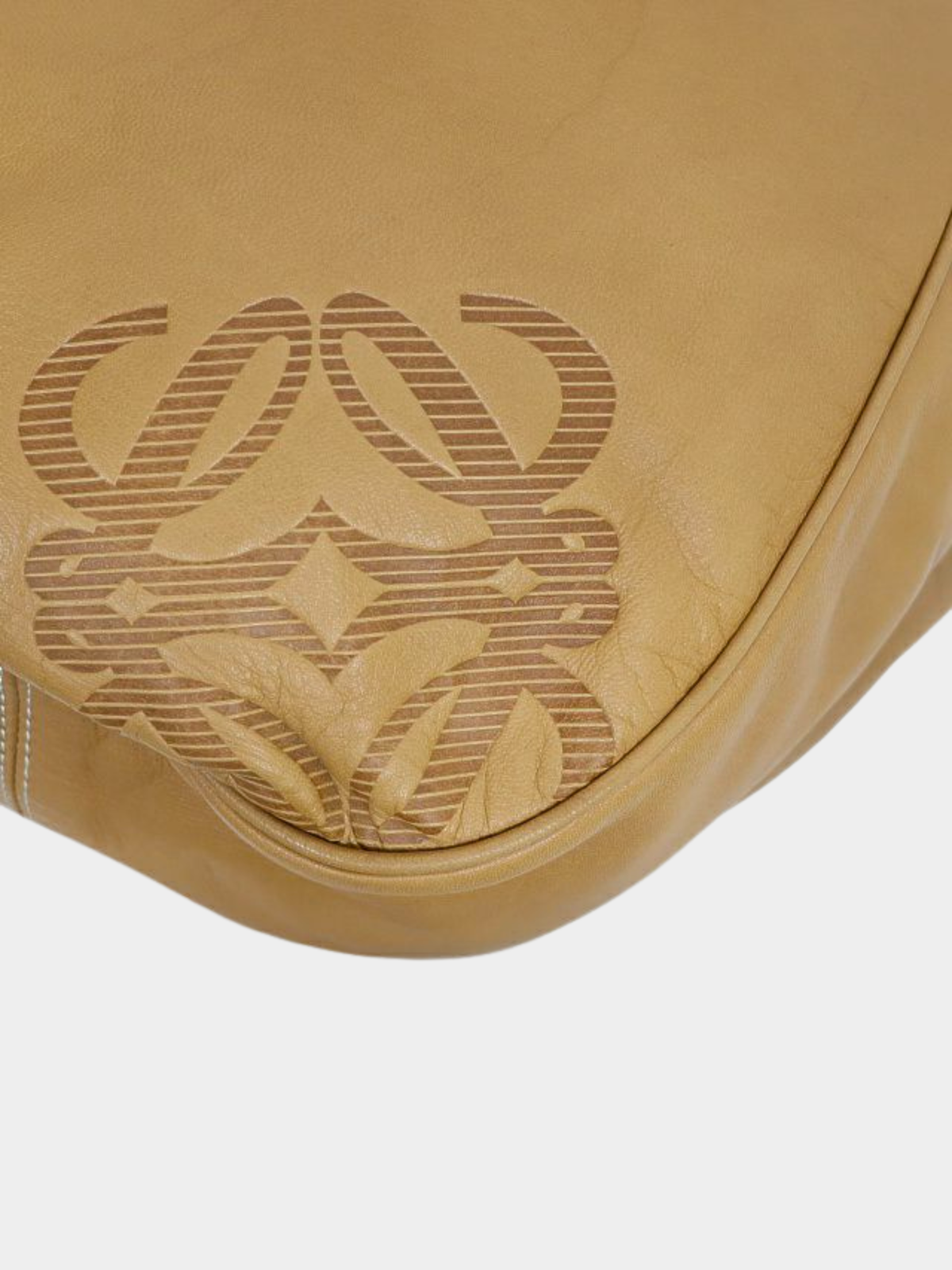 Loewe 2000s Beige Nappa Leather Anagram Shoulder Bag
