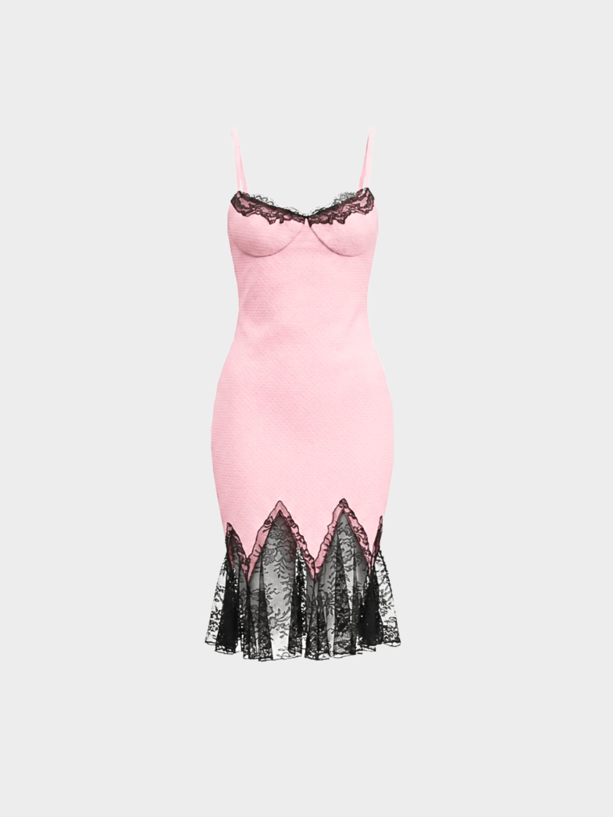 Versace SS 2002 Pink Silk Slip Lace Dress