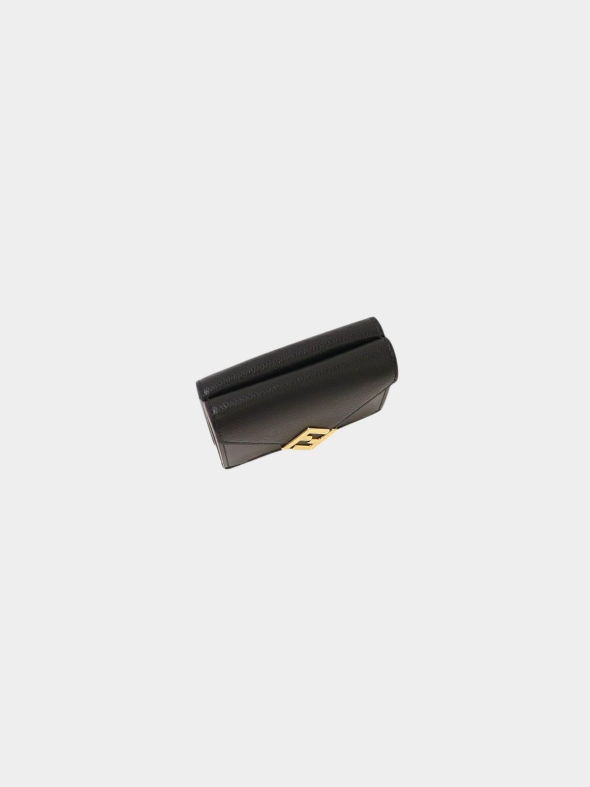 Fendi 2000s Black Leather FF Diamond Compact Wallet