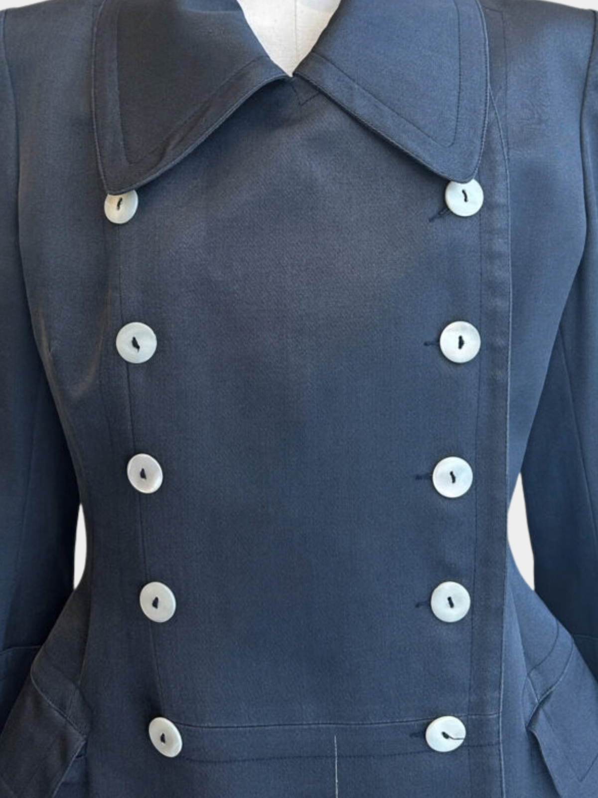 John Galliano 1994 Slate Blue Double Breasted Coat