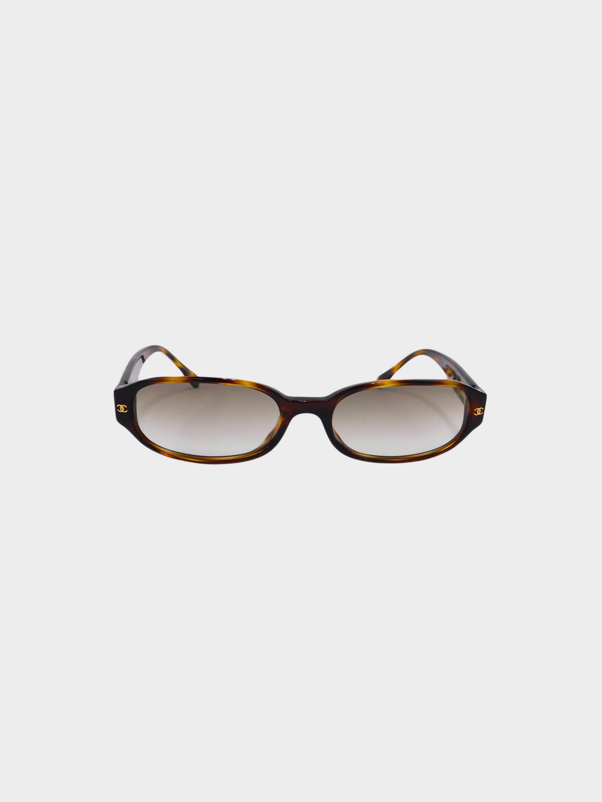 Chanel 2000s Brown Tortoiseshell CC Rhinestone Matelasse Sunglasses