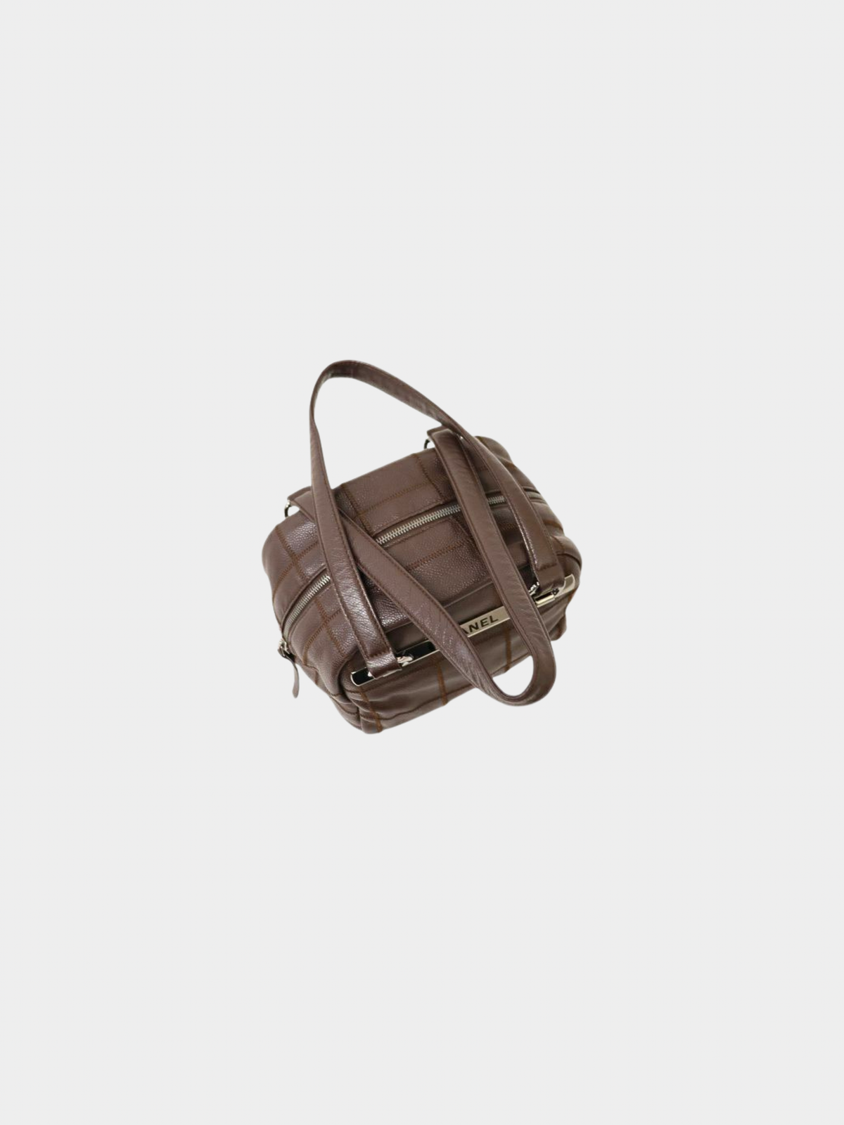 Chanel 2000s Brown Caviar Leather Chocolate Bar Handbag