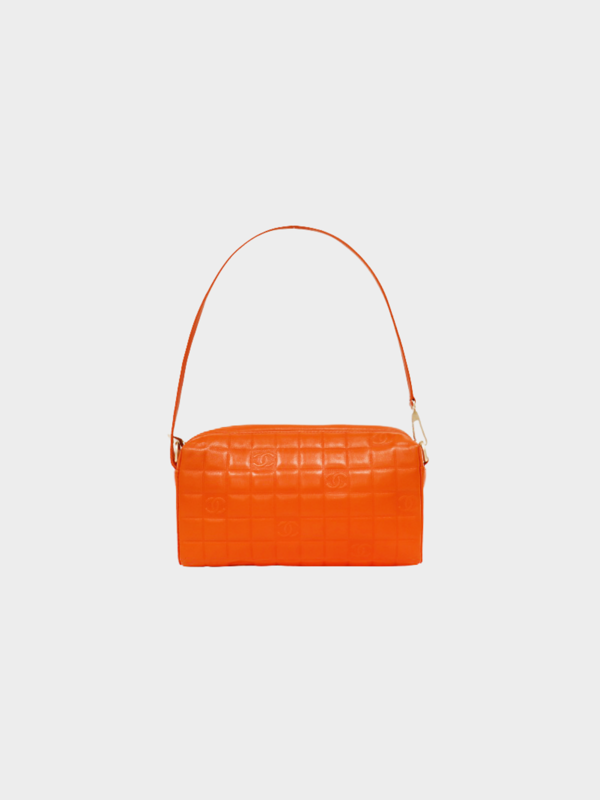 Chanel 2003 Orange Lambskin Chocolate Bar Shoulder Bag