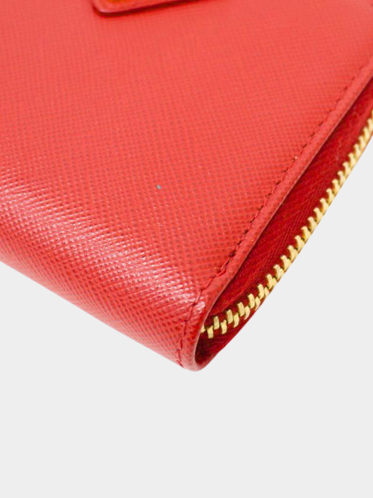 Prada 2010s Red Saffiano Leather Triangle Logo Coin Case