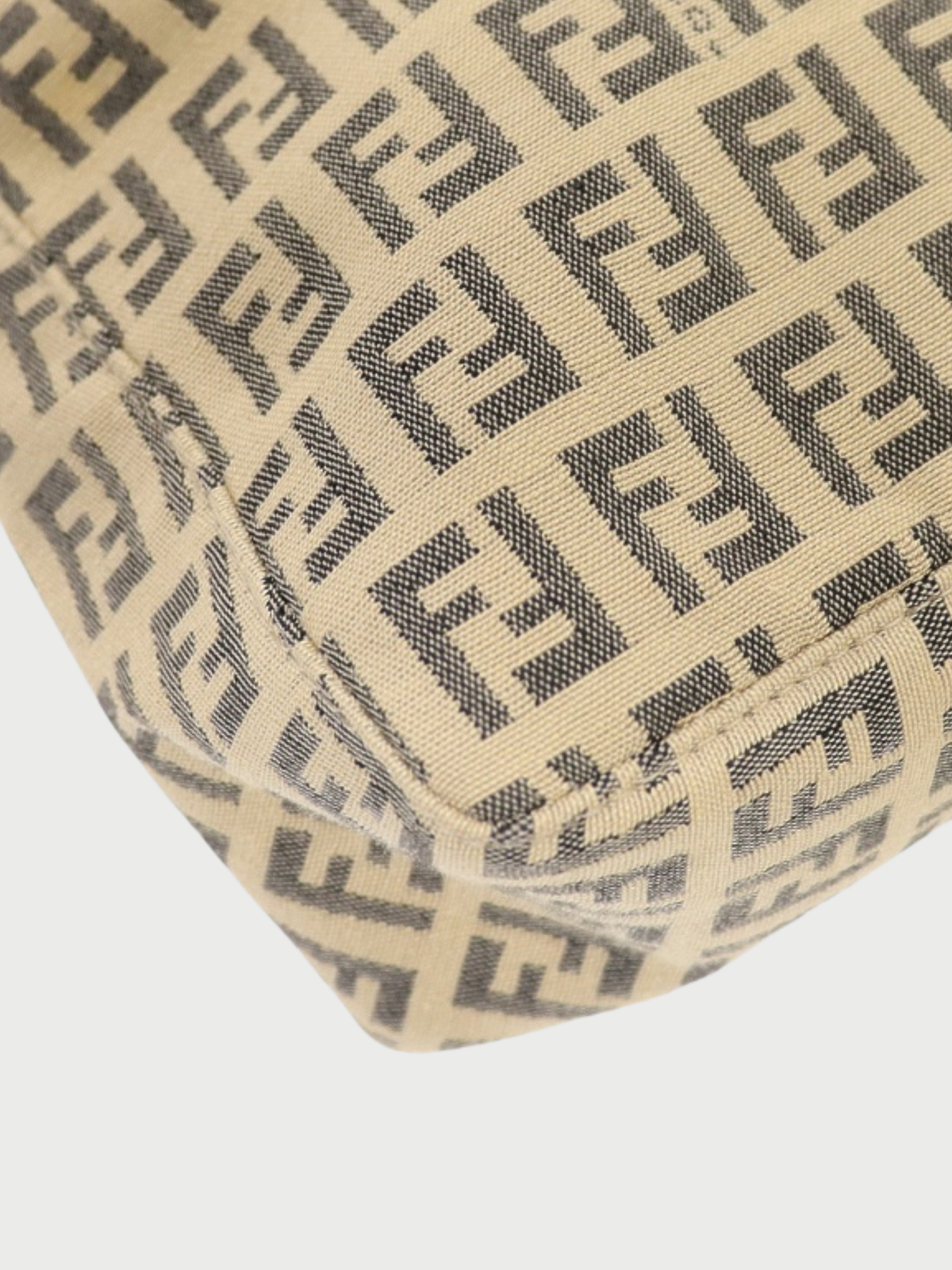 Fendi 2000s Beige Black Zucca Canvas Leather Mini Handbag