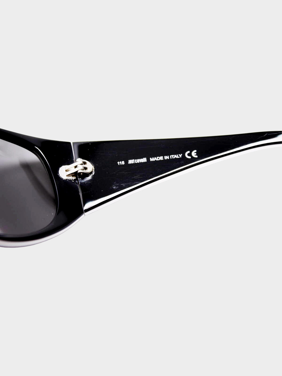 Roberto Cavalli 2000s Black and White JC13S Wrap Sunglasses