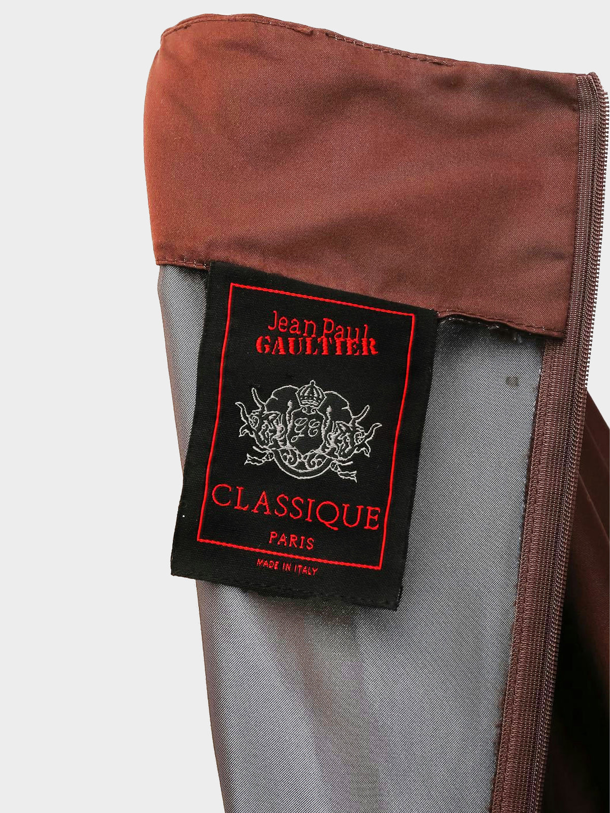 Jean Paul Gaultier SS 1998 Brown Taffeta Puffed Sleeve Dress
