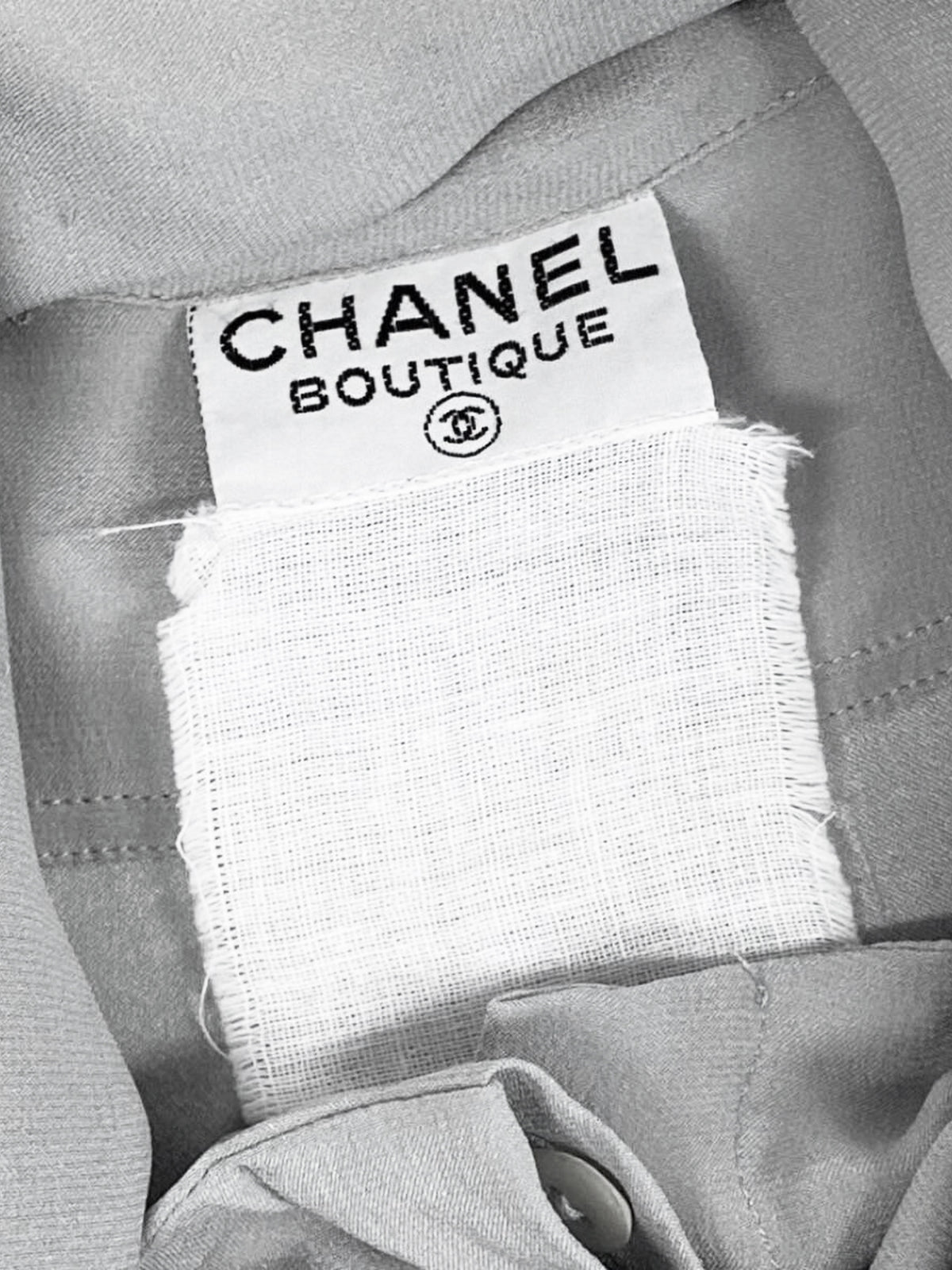 Chanel 1980s-1990s Grey Silk CC Ascot Blouse