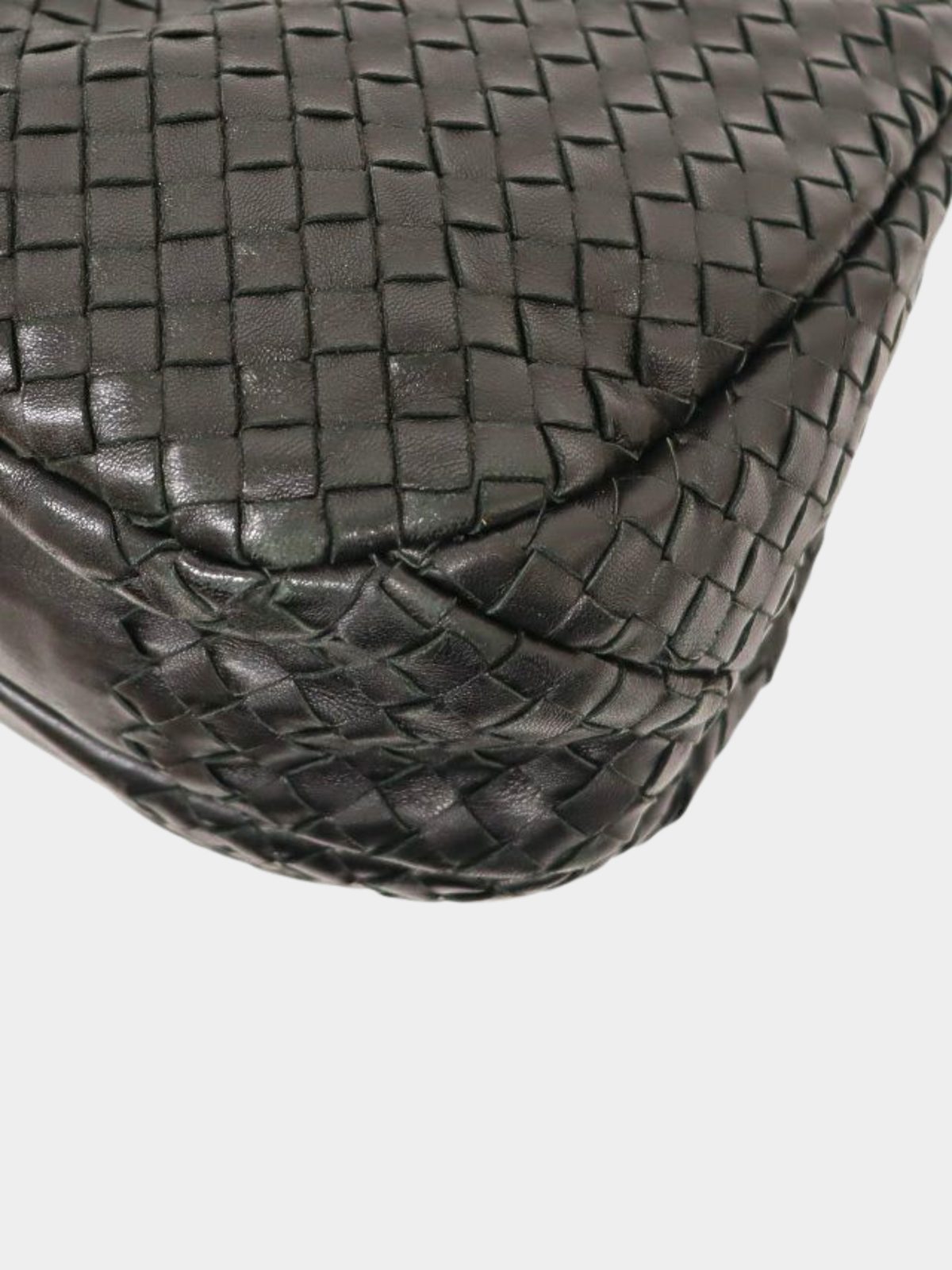 Bottega Veneta 2010s Black Leather Intrecciato Shoulder Bag