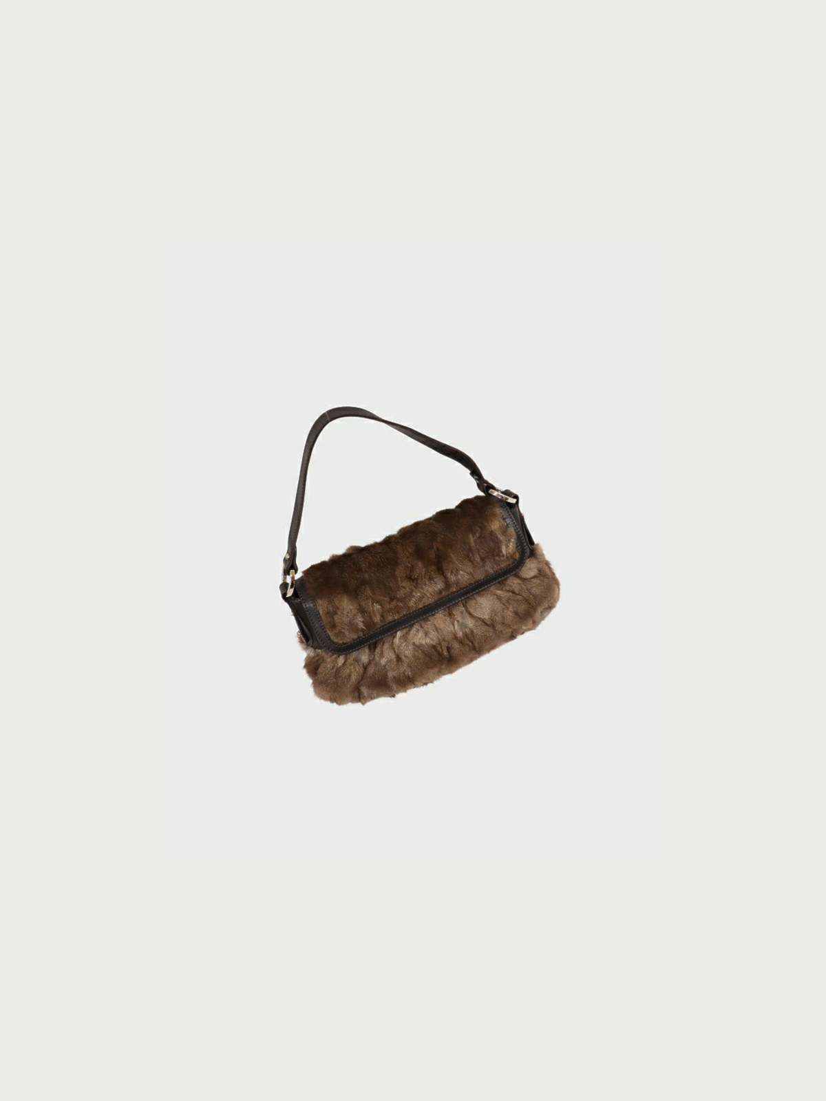 Fendi 2000s Brown Fur Leather One-Shoulder Bag
