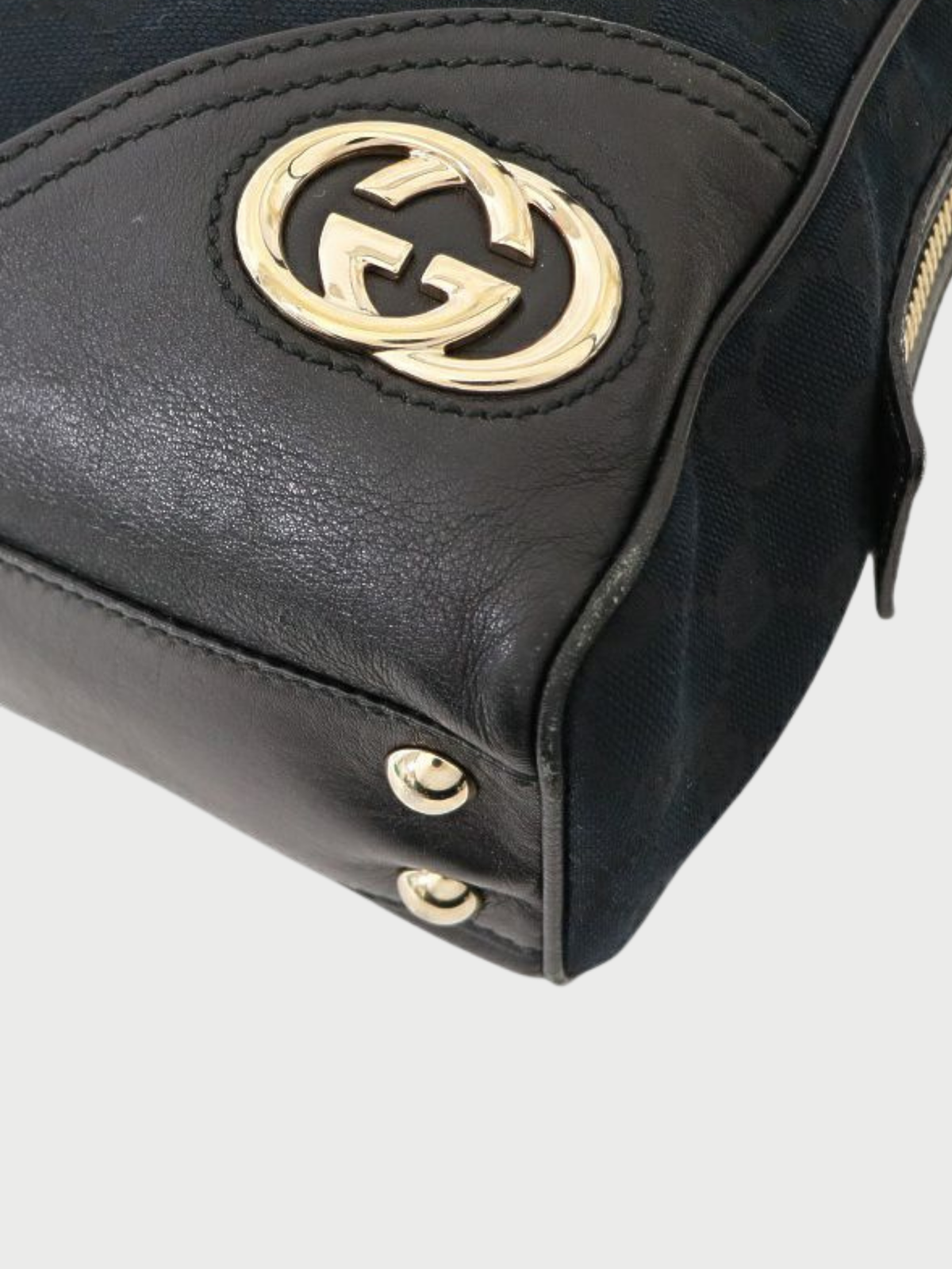 Gucci 2000s Black Canvas Leather GG Handbag