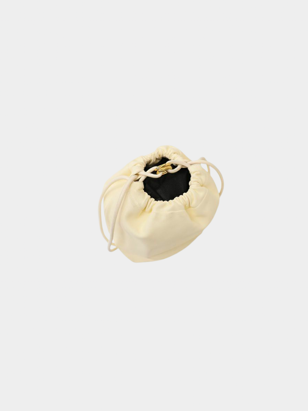 Valentino 2000s Ivory Leather V Logo Pouf Bucket Shoulder Bag