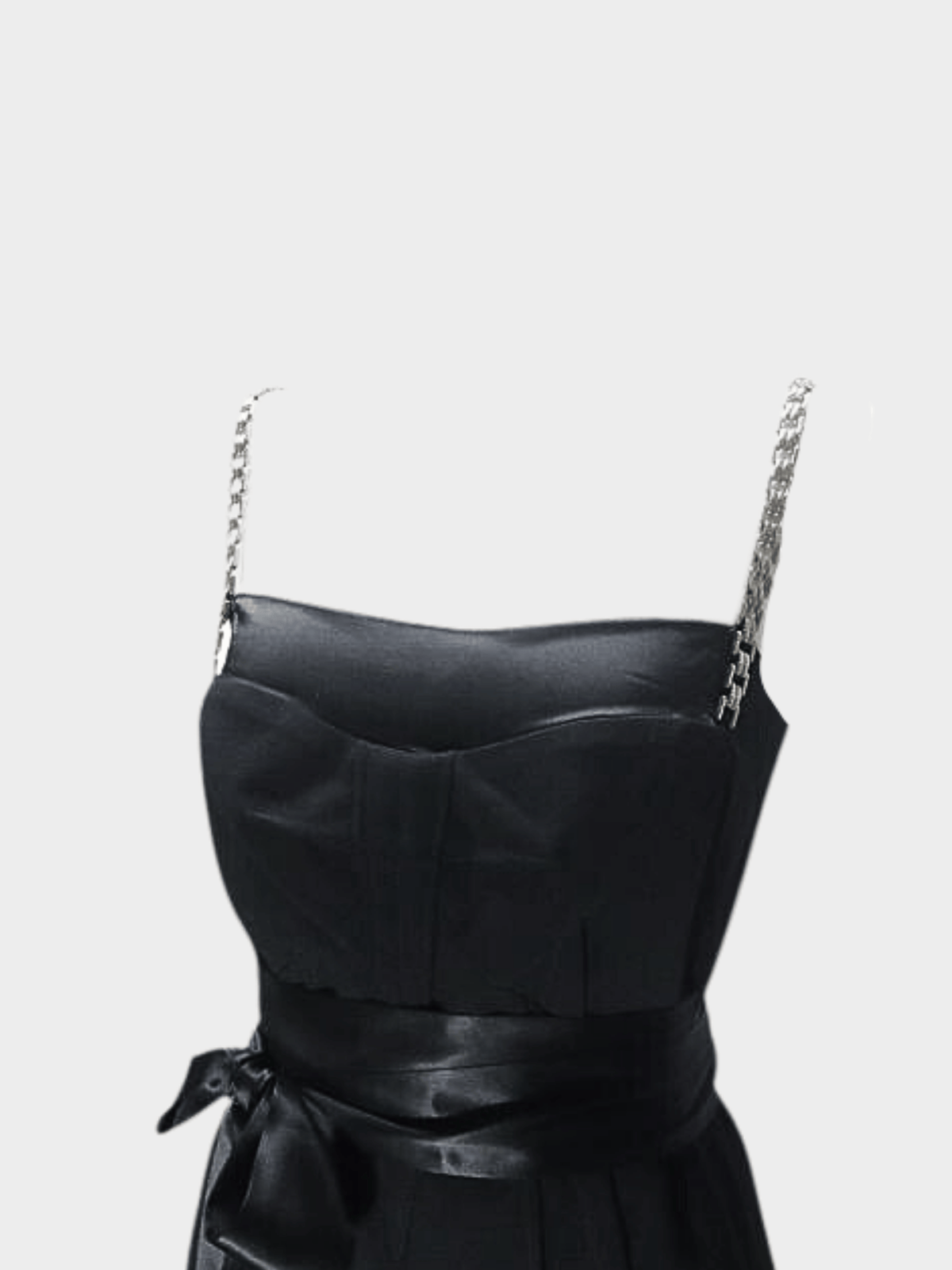 Dolce and Gabbana 2000s Black Ribbon Tie Chain Mini Dress