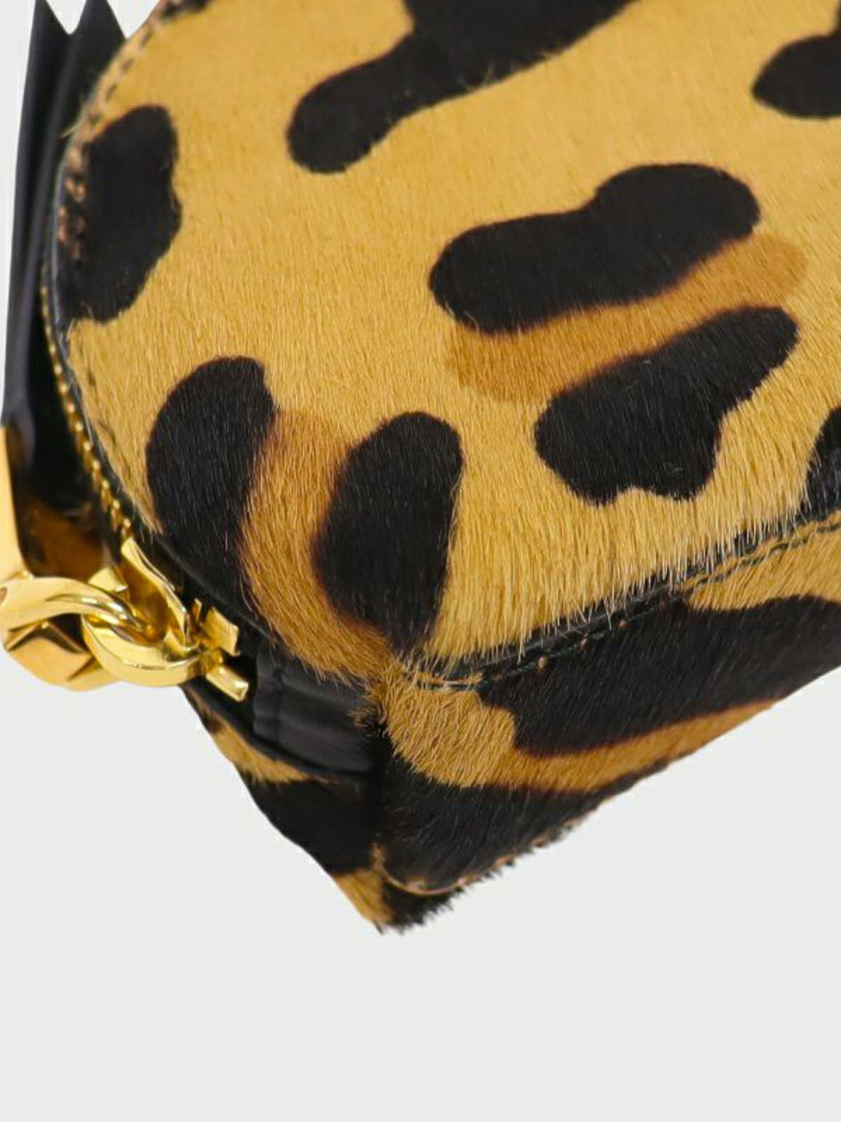 Prada 2000s Brown Black Leopard Haircalf Mini Pouch