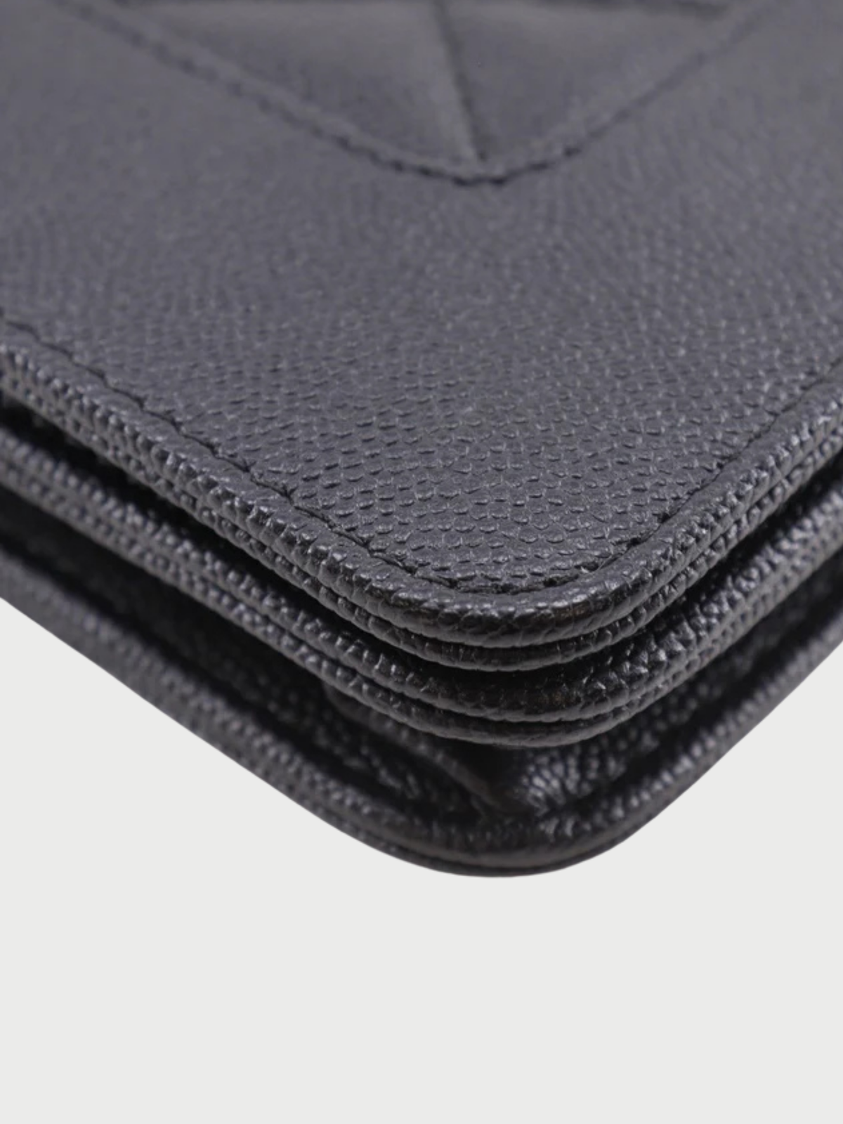 Chanel 2010s Black Caviar Leather Mademoiselle Chain Wallet
