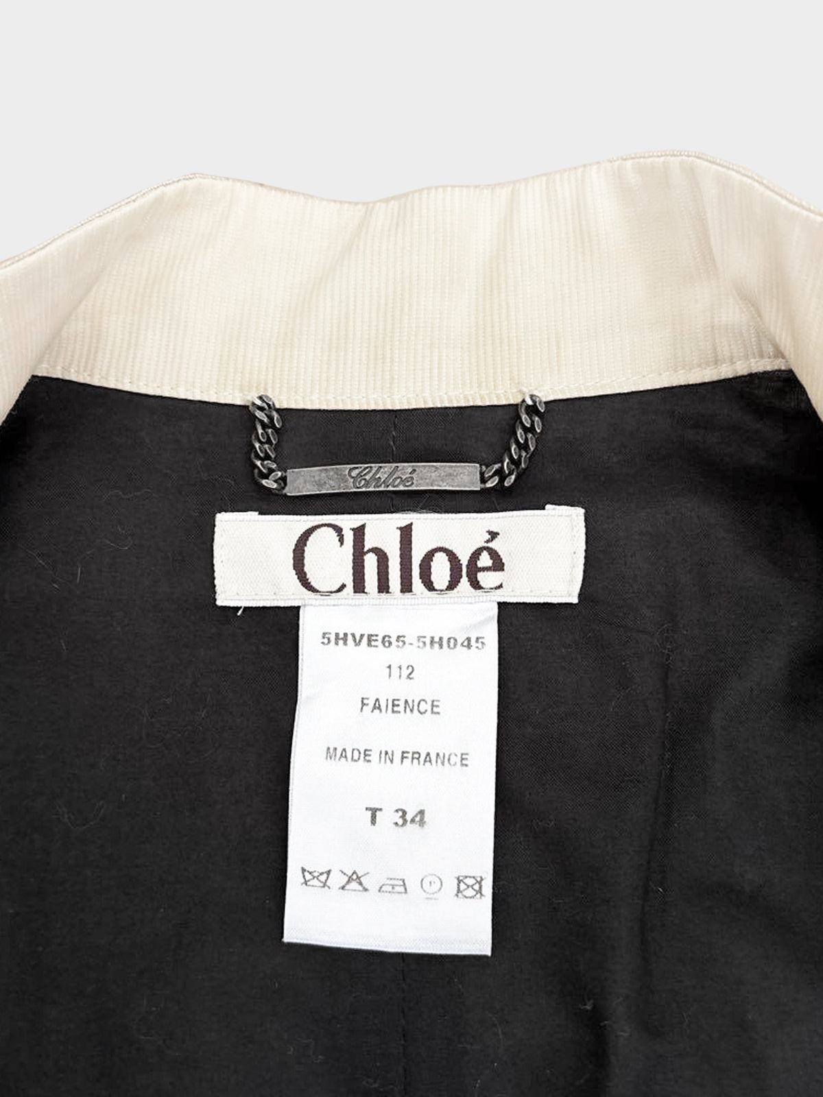 Chloé FW 2005 Ivory Origami Fan Motif Embellished Pleated Button-down Victorian Blazer