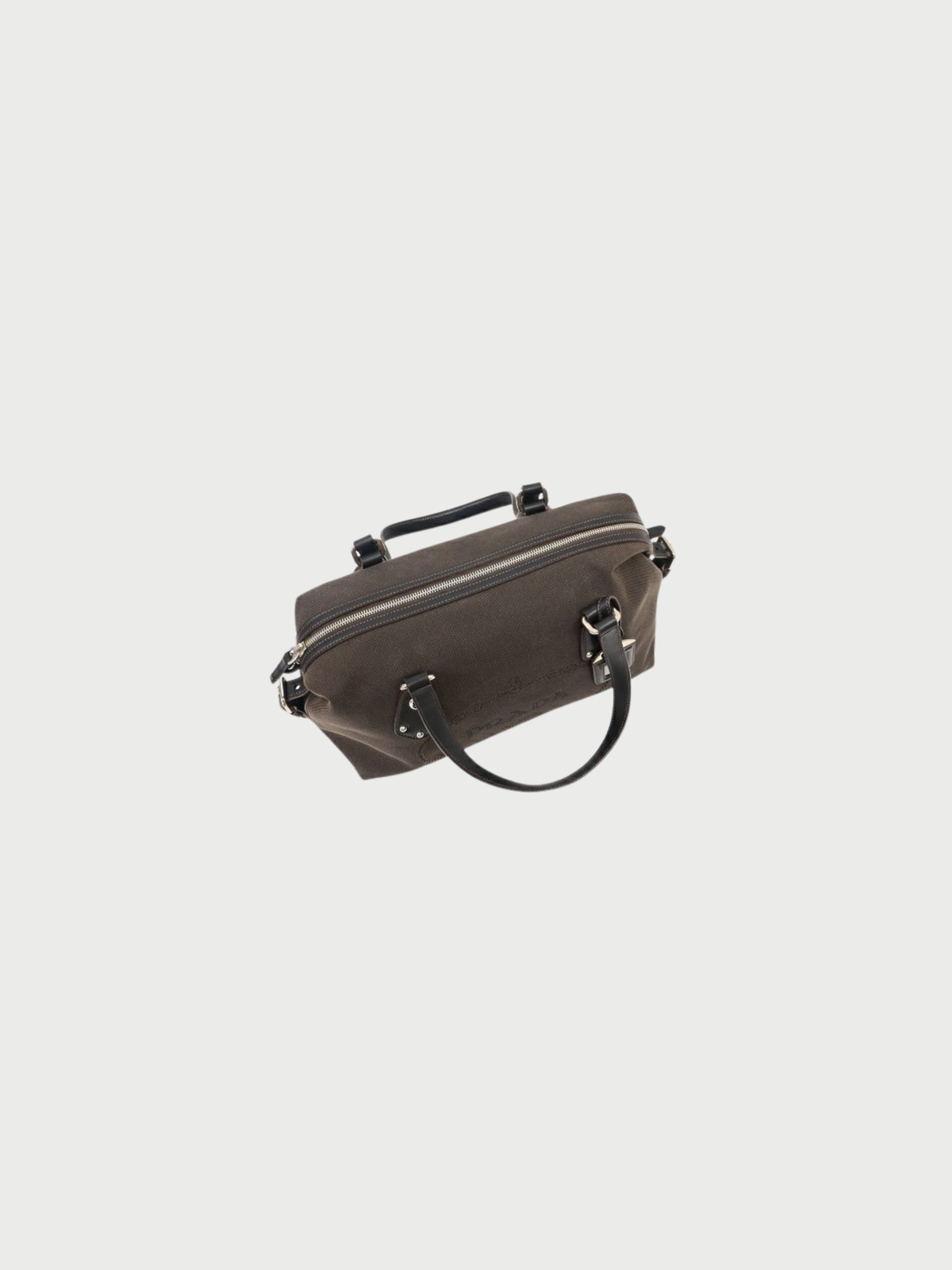 Prada 2000s Brown Logo Jacquard Mini Boston Bag