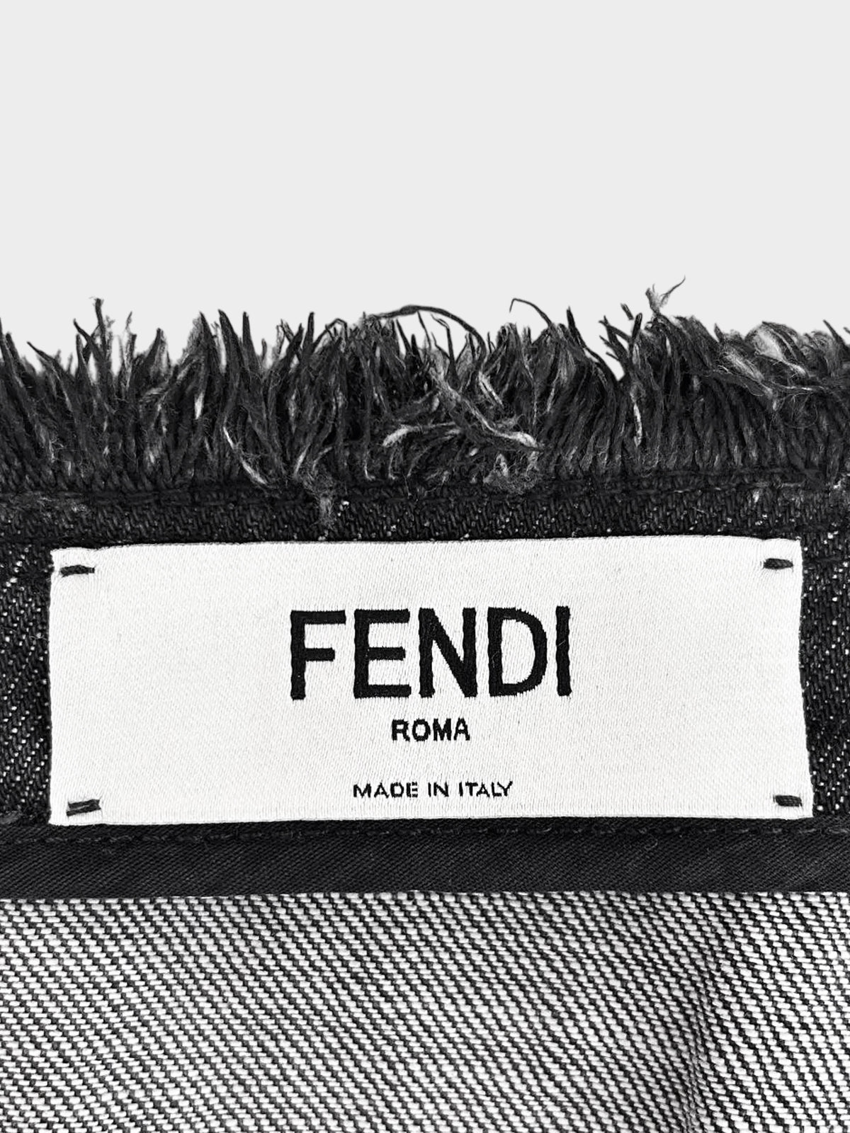 Fendi 2022 Grey Acid Wash Denim Mini Skirt