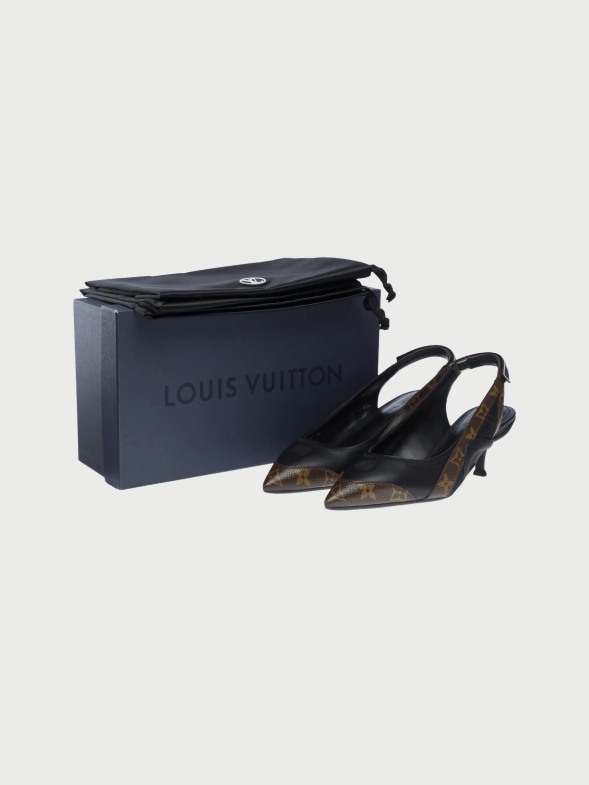 Louis Vuitton 2010s Brown Leather Monogram Archlight Slingback Pumps