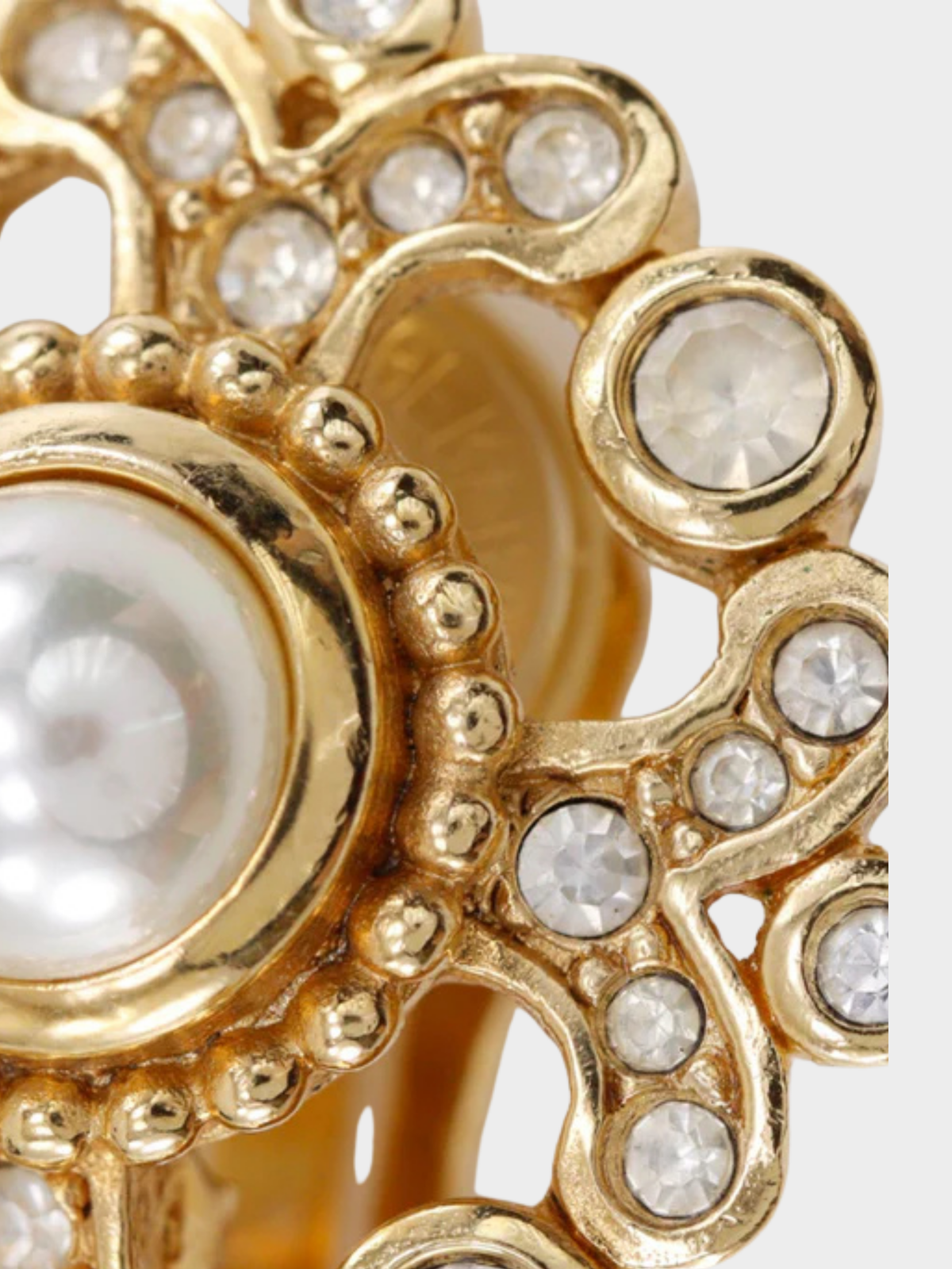 Christian Dior 1980s Gold Faux Pearl Rhinestone Earrings