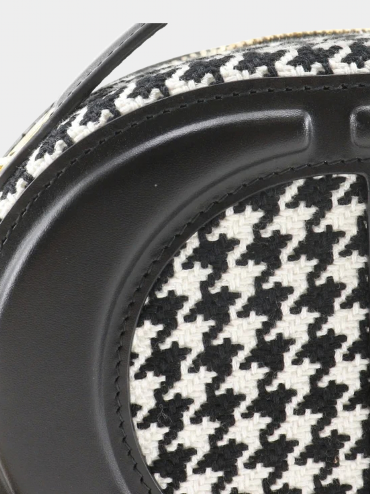Christian Dior 2020s Black White Canvas Leather CD Signature Houndstooth Camera Bag