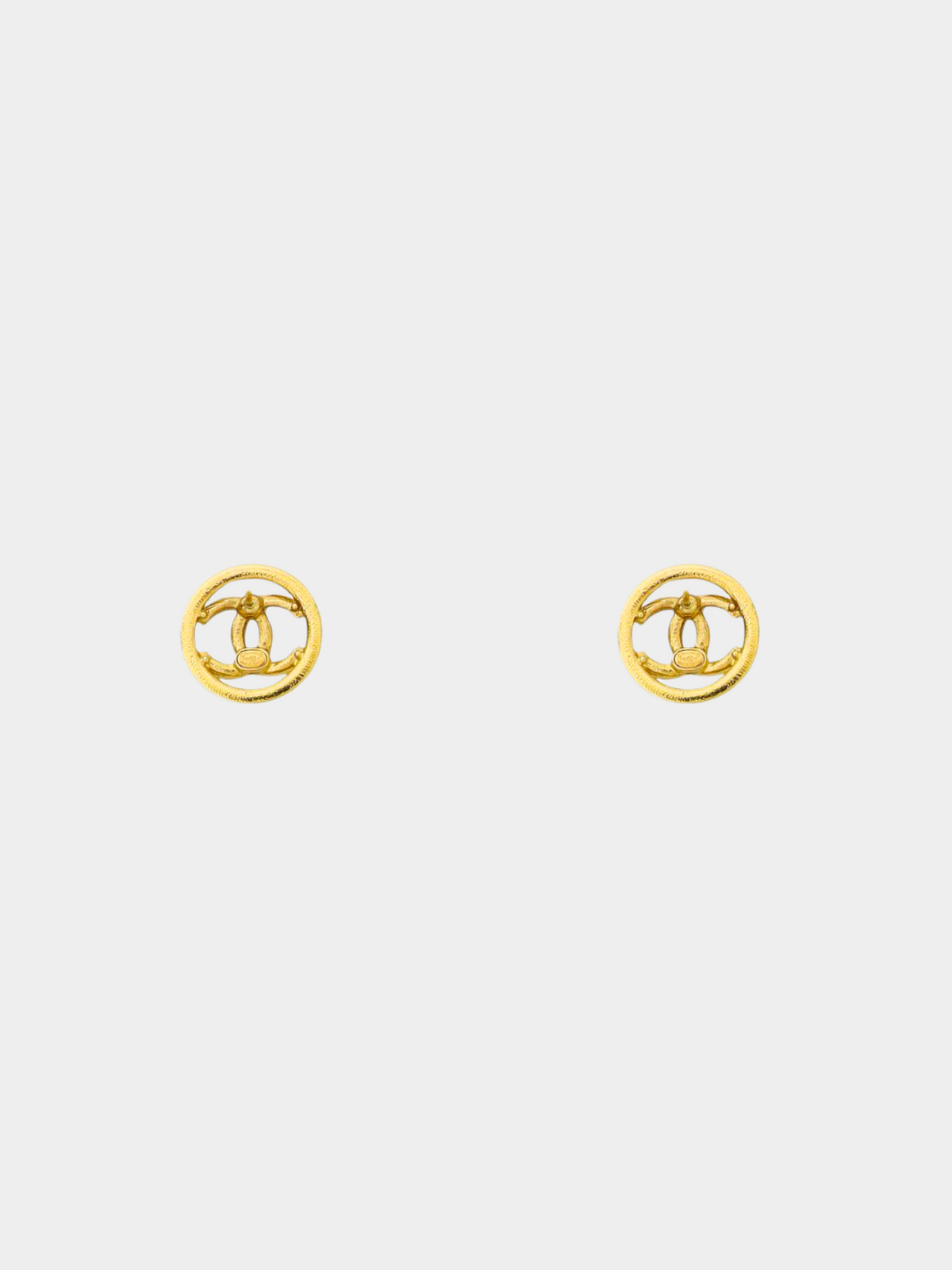 Chanel 2010s Gold CC Round Stud Earrings