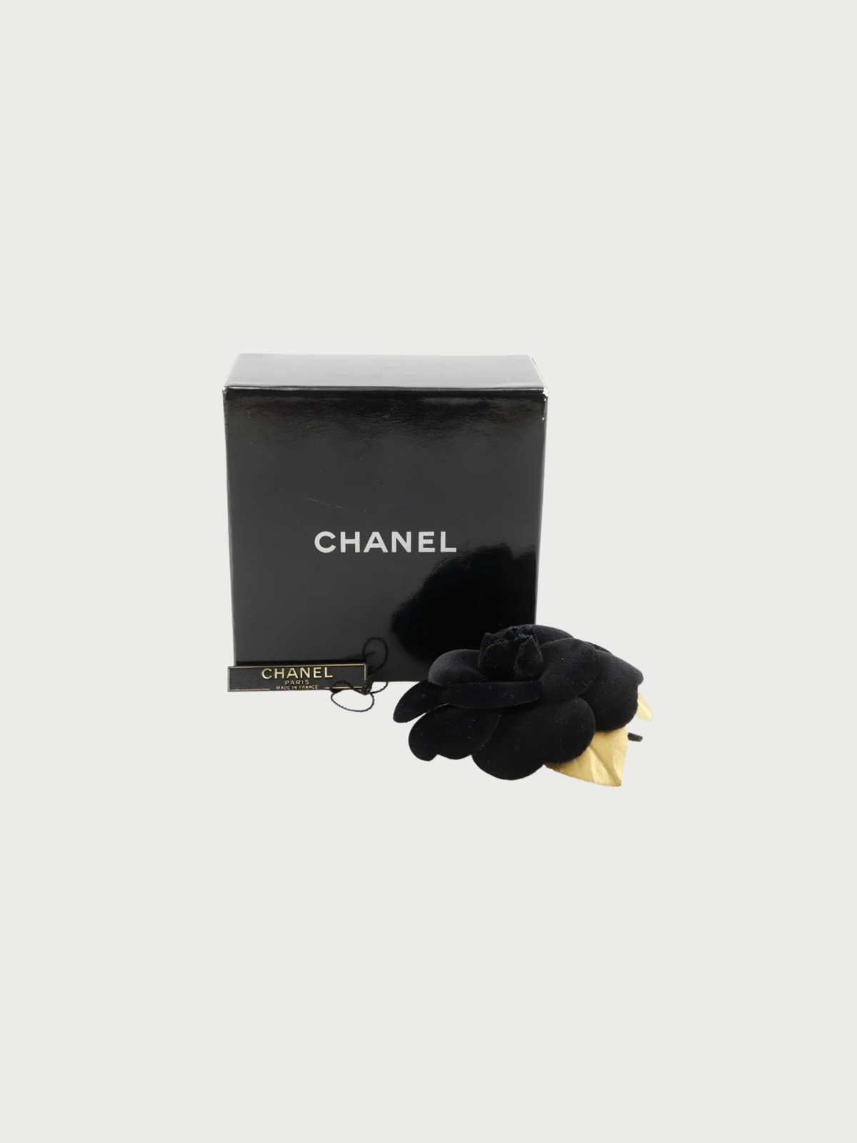 Chanel 2010s Black Velor Camellia Brooch