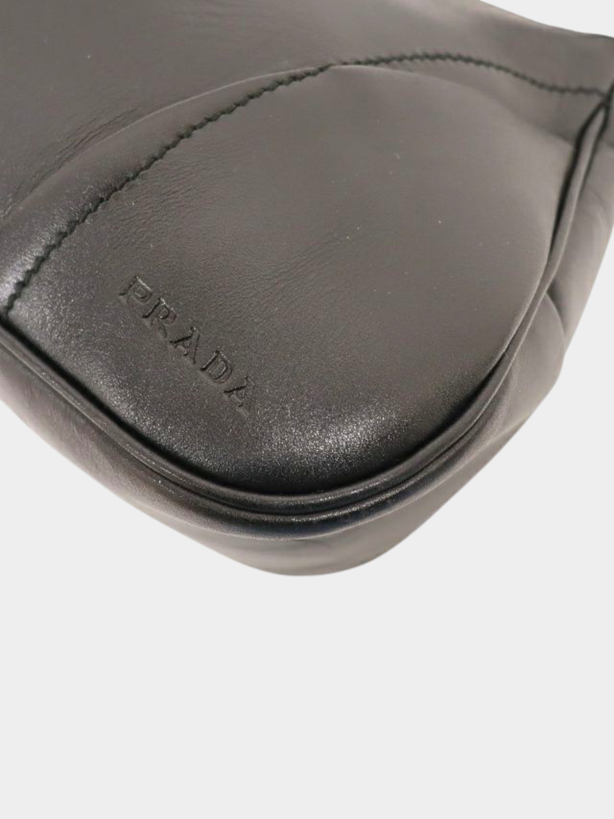 Prada 2000s Black Leather Logo Embossed One-Shoulder Bag