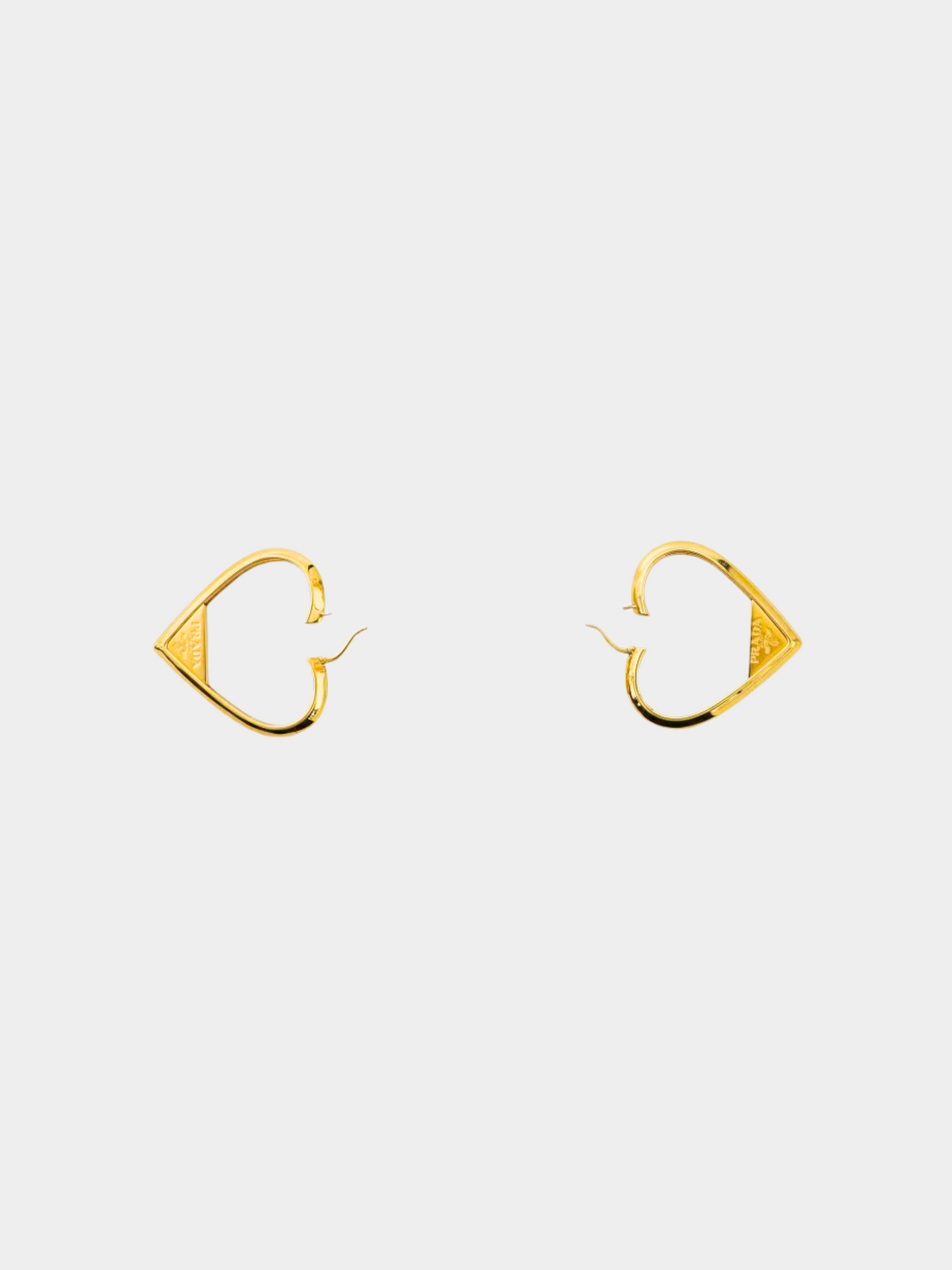 Prada 2000s Gold Heart Hoop Earrings