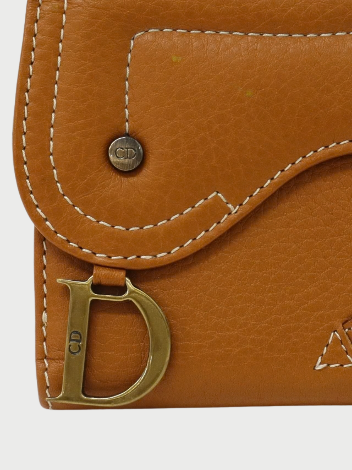 Christian Dior 2023 Brown Leather Saddle Lotus Wallet
