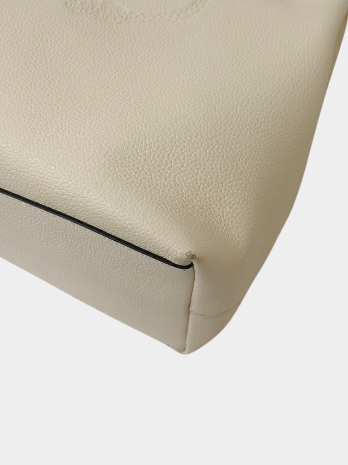 Prada 2000s Ivory Logo Embossed Leather One-Shoulder Bag
