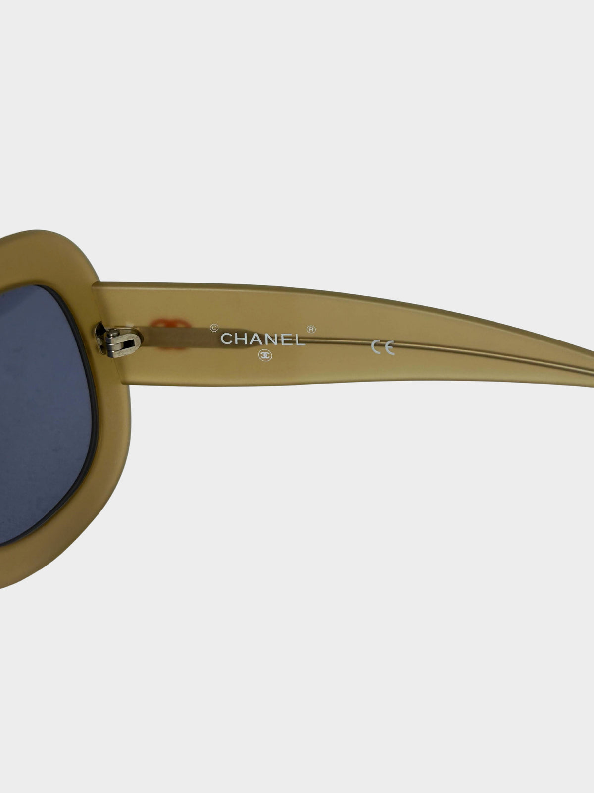 Chanel 1990s Rare Green Chunky Rue Cambon Sunglasses