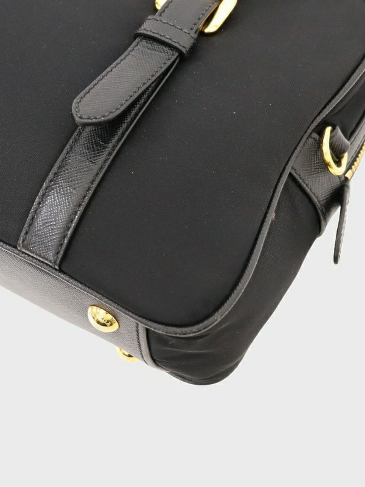 Prada 2000s Black Nylon Leather Logo Hardware Handbag
