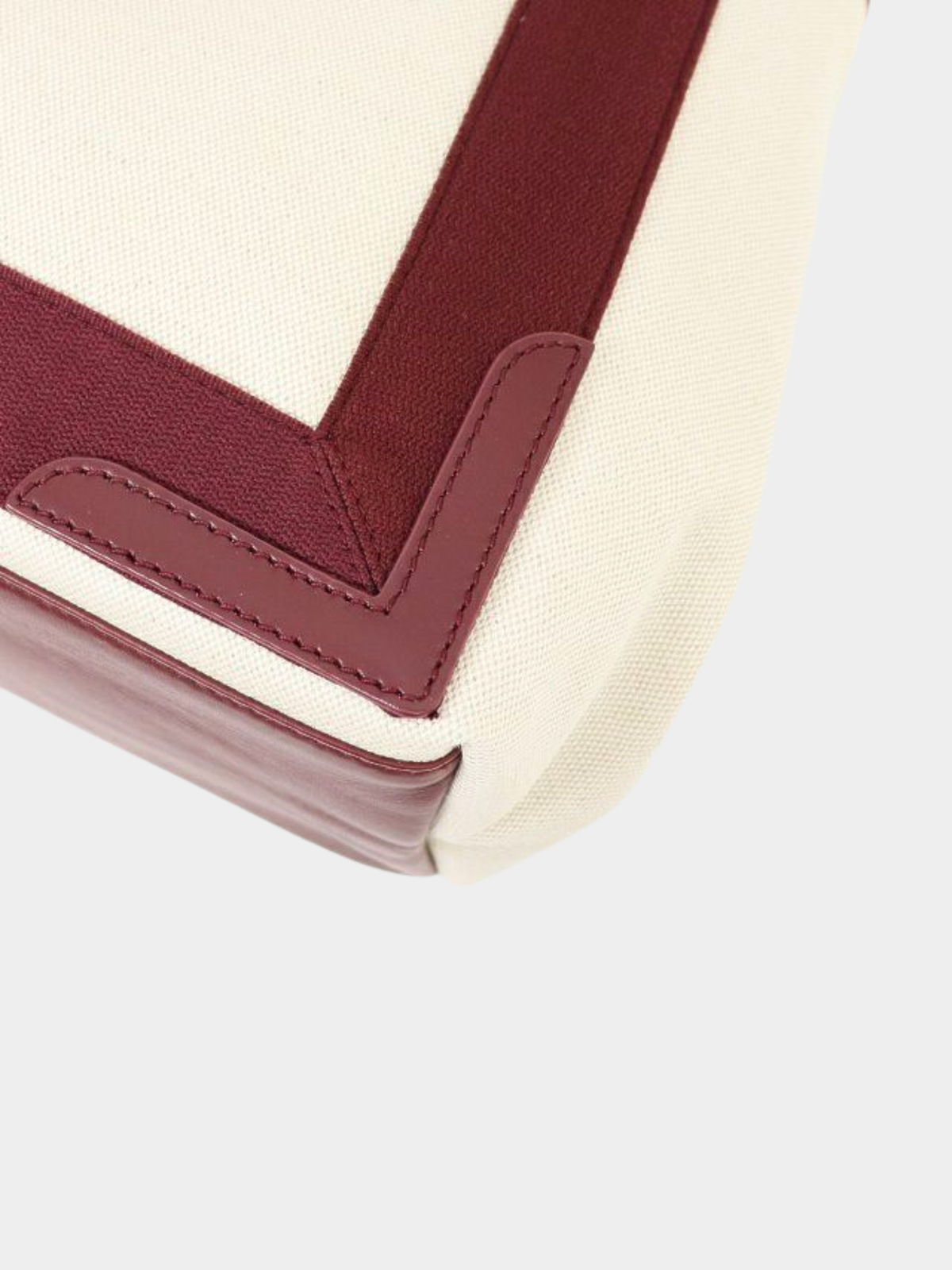 Balenciaga 2010s Ivory Bordeaux Canvas Navy Cabas S Tote