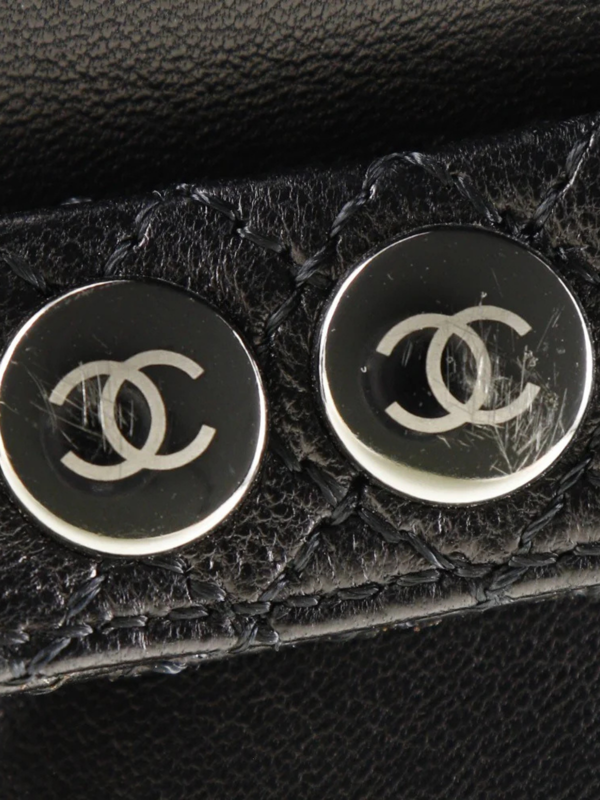 Chanel 2000s Black Leather COCO Mark Matelassé Boots