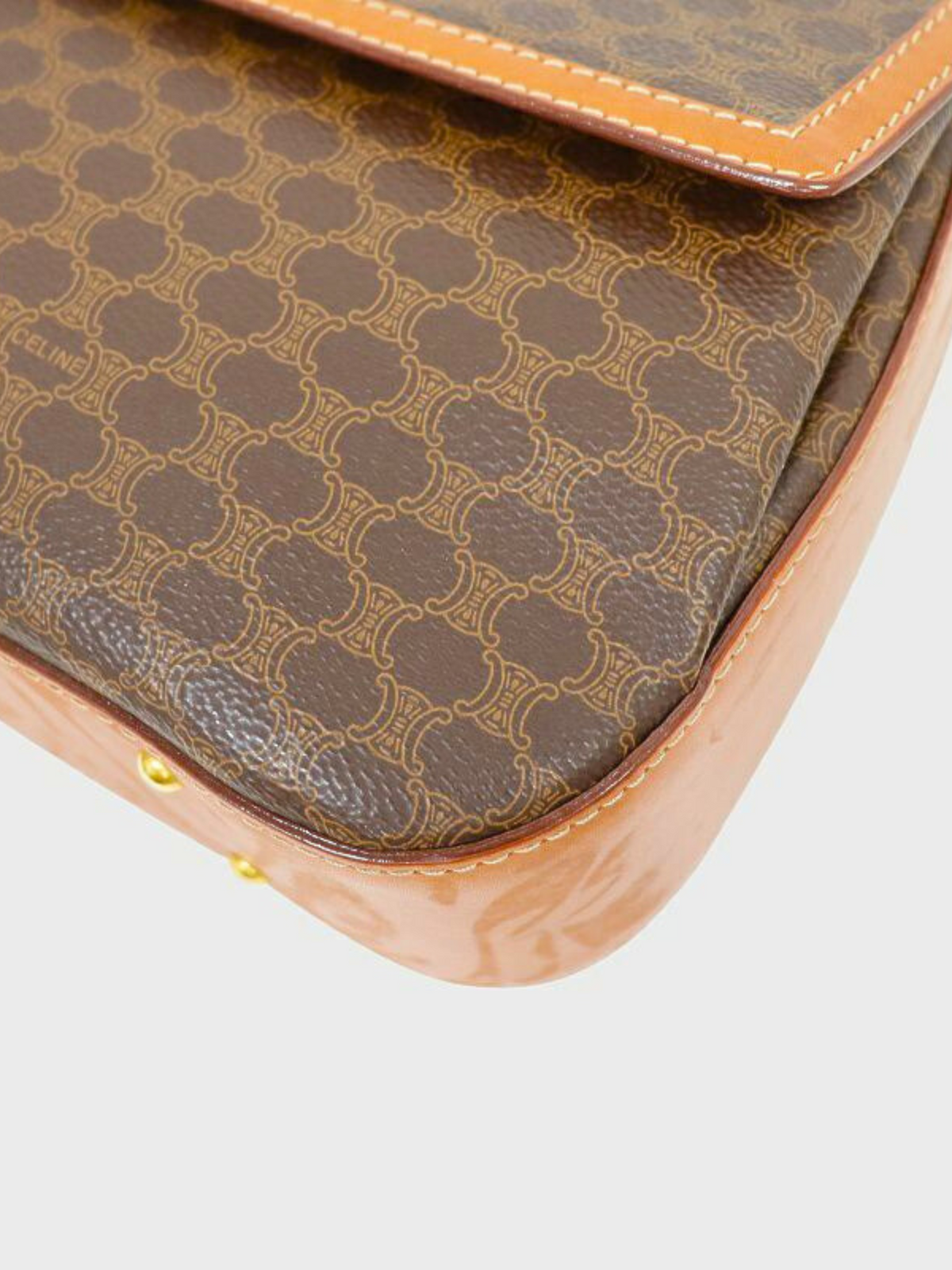 Celine 2000s Brown Macadam Turn Lock Handbag