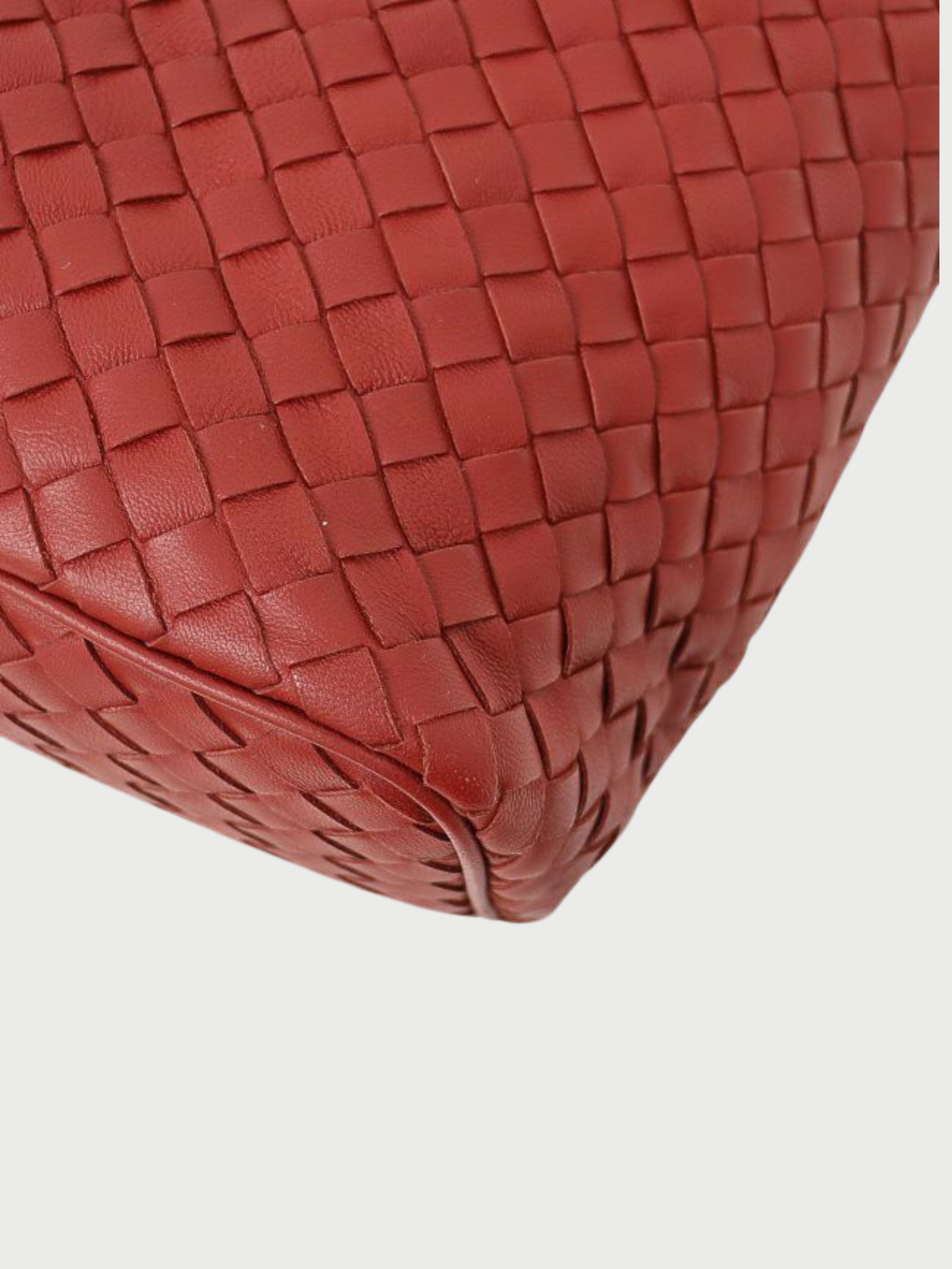 Bottega Veneta 2000s Red Intrecciato Leather One-Shoulder Bag